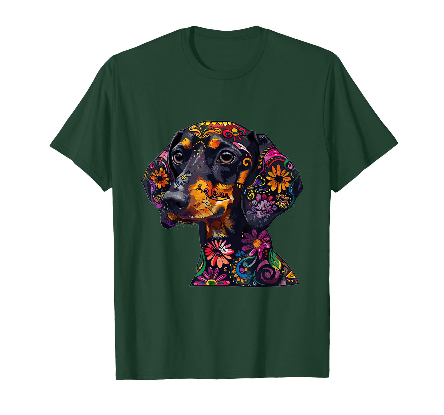 Dachshund Sugar Skull Dia De Los Muertos Graphic T-Shirt