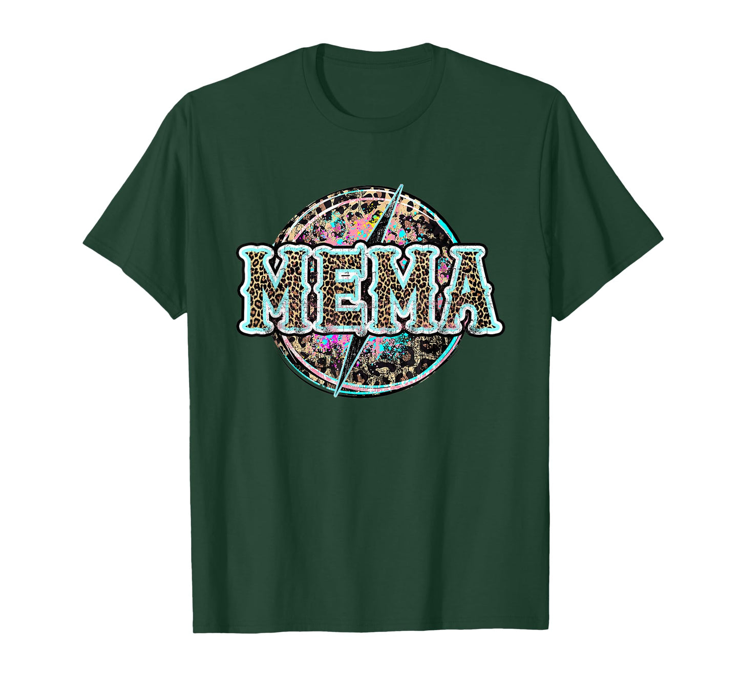 Mema Lightning Bolt Leopard Cheetah Print Western T-Shirt