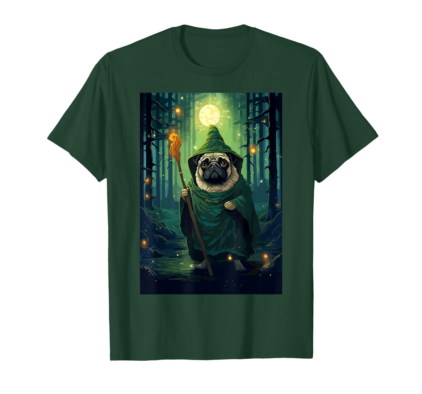 Pug Wizard Cute Funny Dog Pixel Art T-Shirt for Men Women Kids