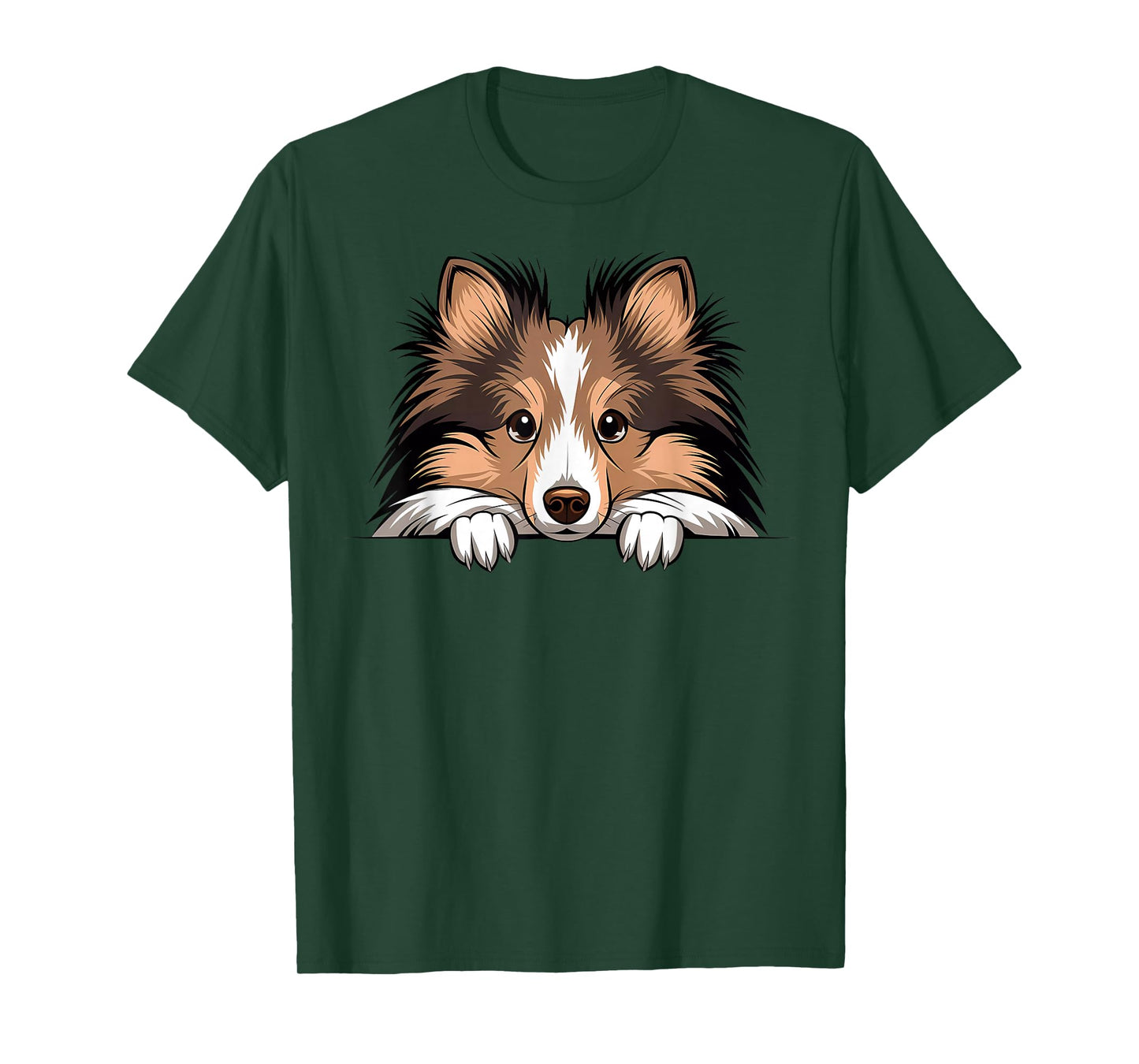 Shetland Sheepdog Cute Peeking Puppy Funny Sheltie Dog Lover T-Shirt