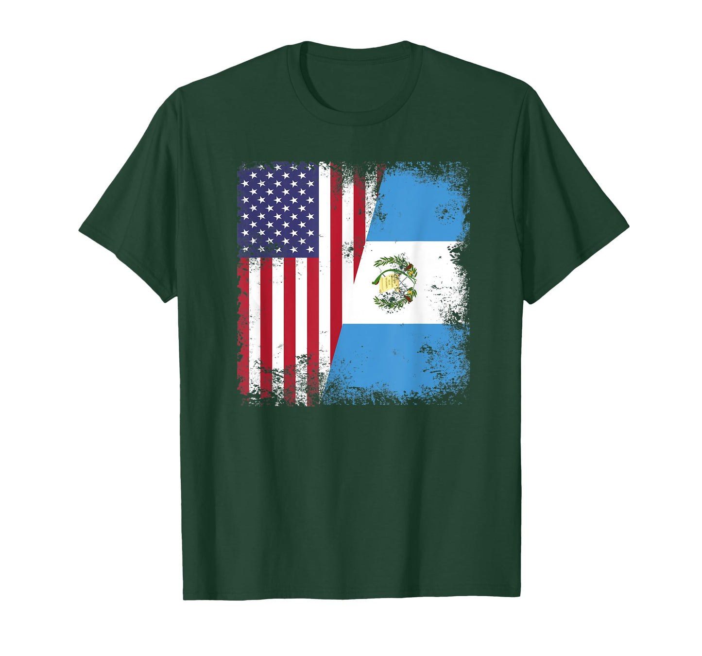 Half Guatemalan Flag T-Shirt | Vintage Guatemala USA Gift