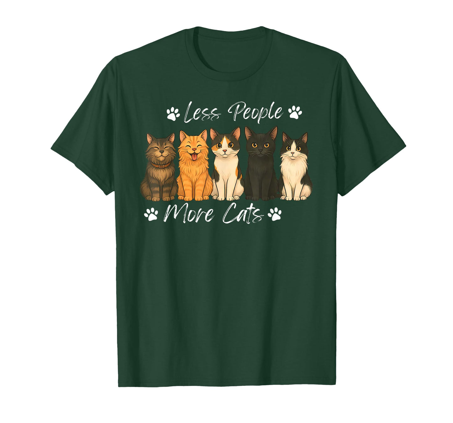 Less People More Cat Cute Kitten Cat Mom Cat Dad Pet Lover T-Shirt