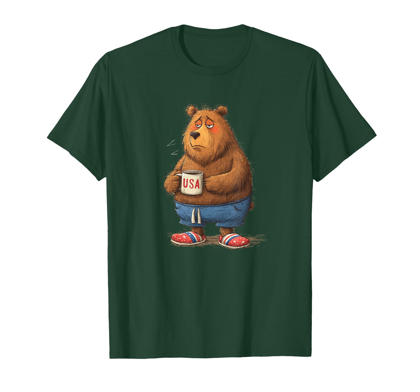 Amazing Bear with US Mug for a Cool Morning Look T-Shirt