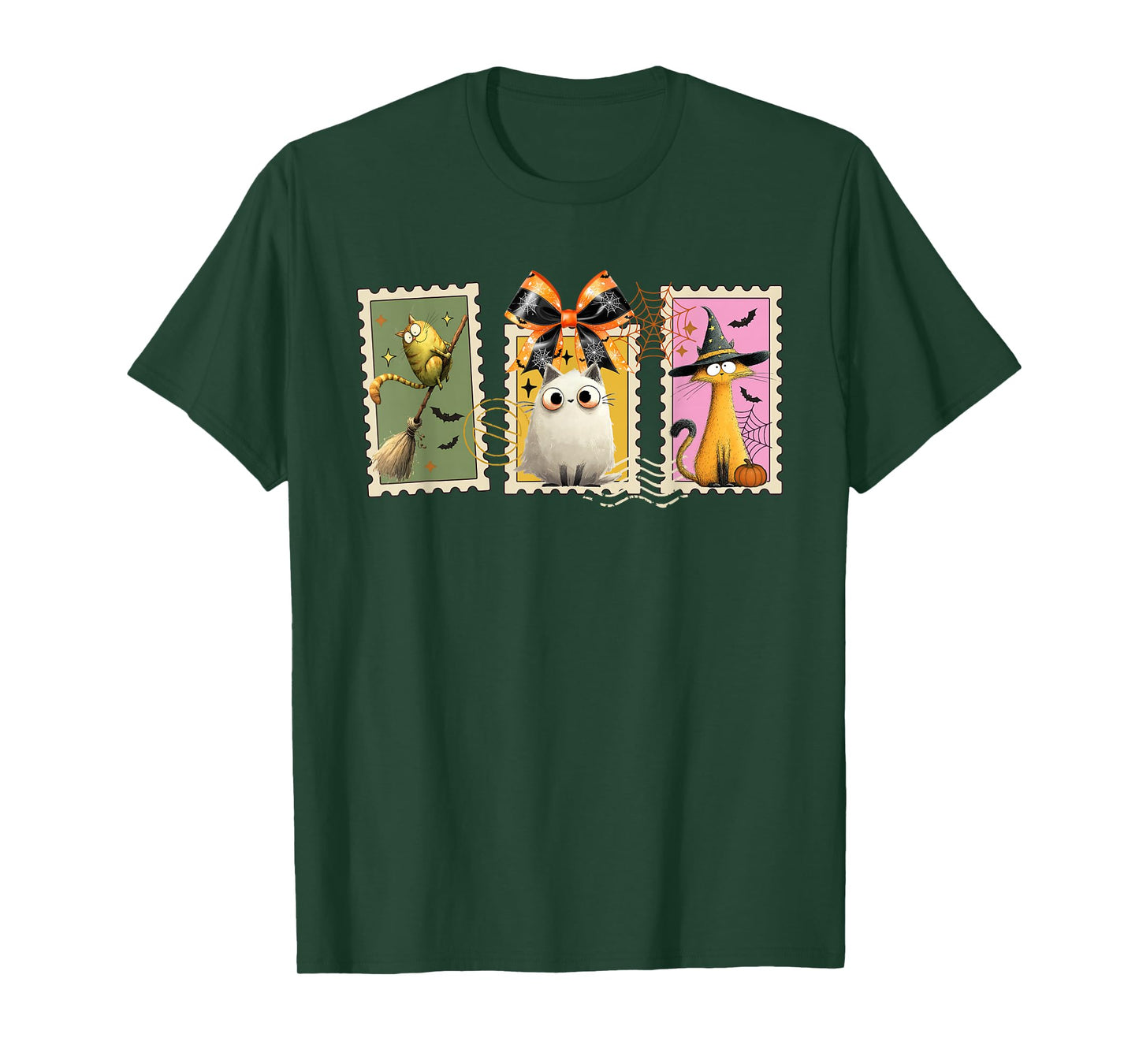 Funny Witch Salem Black Cats 1692 Halloween Postage Stamp T-Shirt