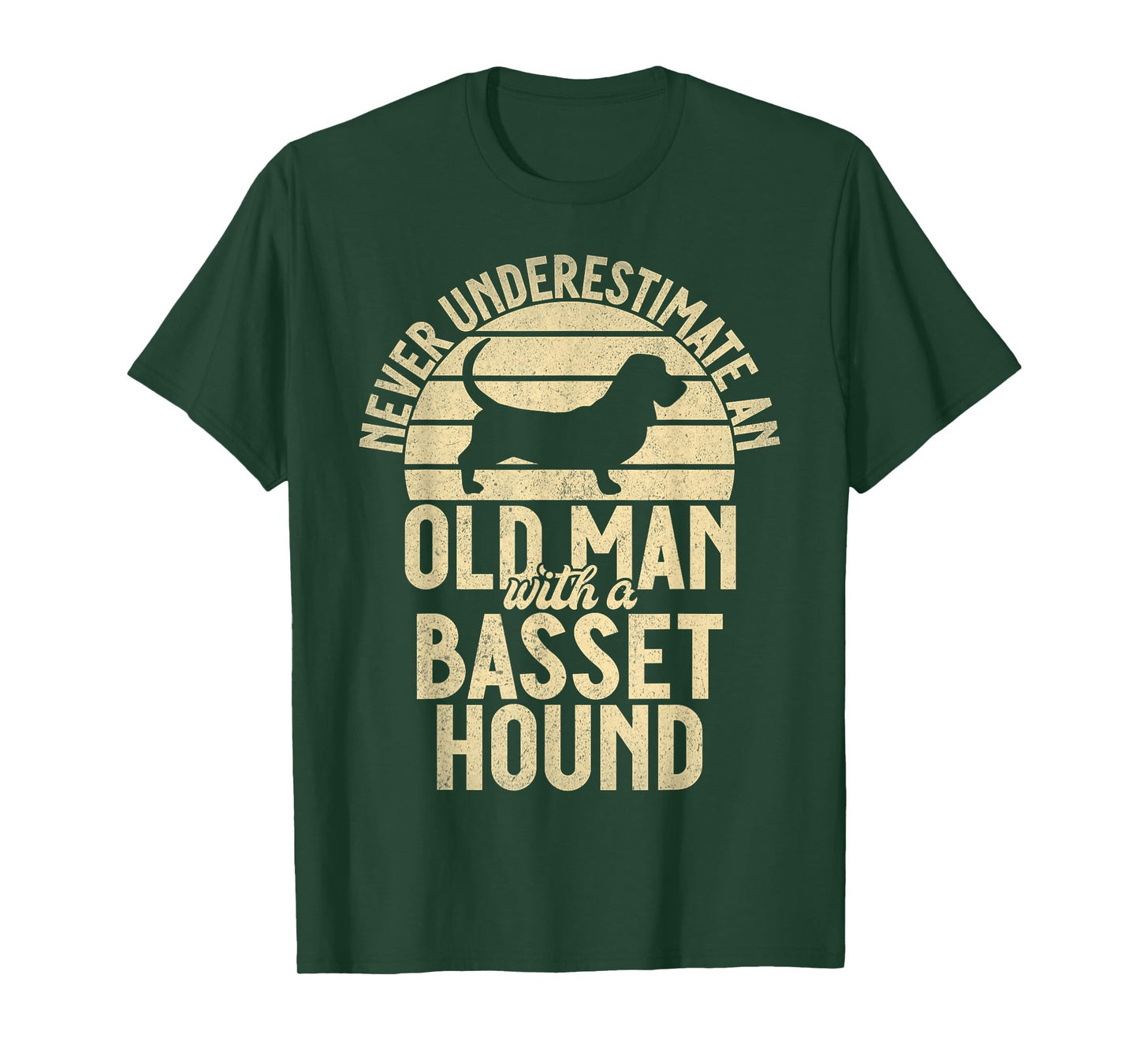 Never underestimate an old Man with a Basset Hound T-Shirt