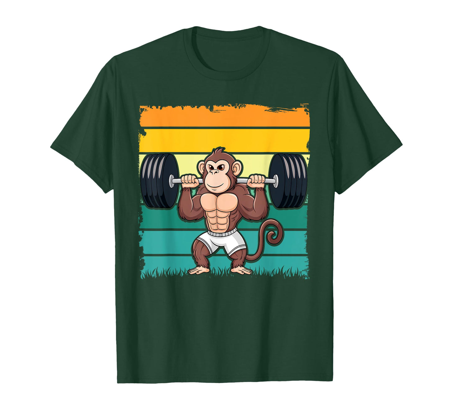 Cute Muscular Monkey Weightlifting Funny Workout T-Shirt
