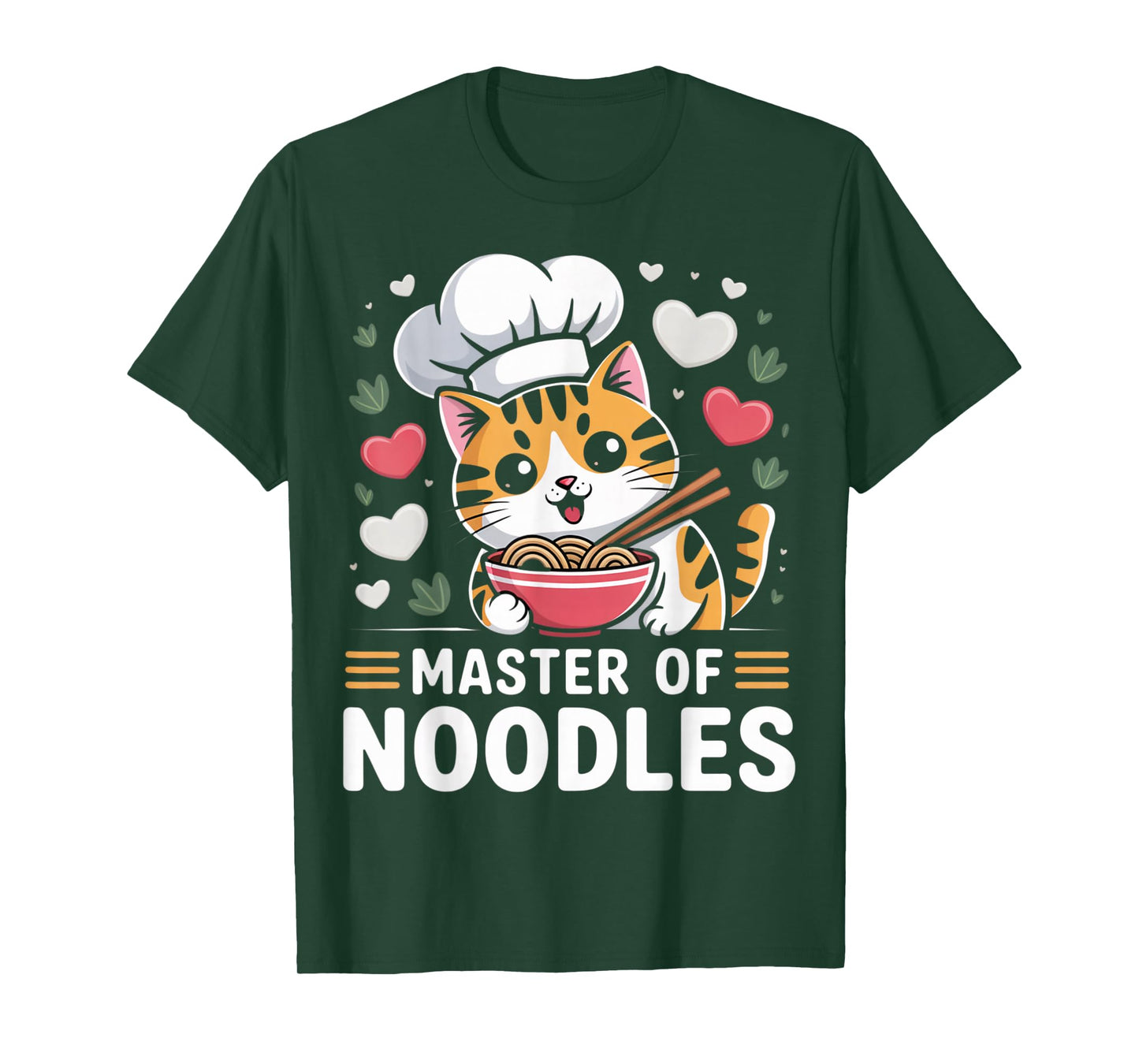 Master of Noodles Cute Chef Cat Kawaii Ramen Lover T-Shirt