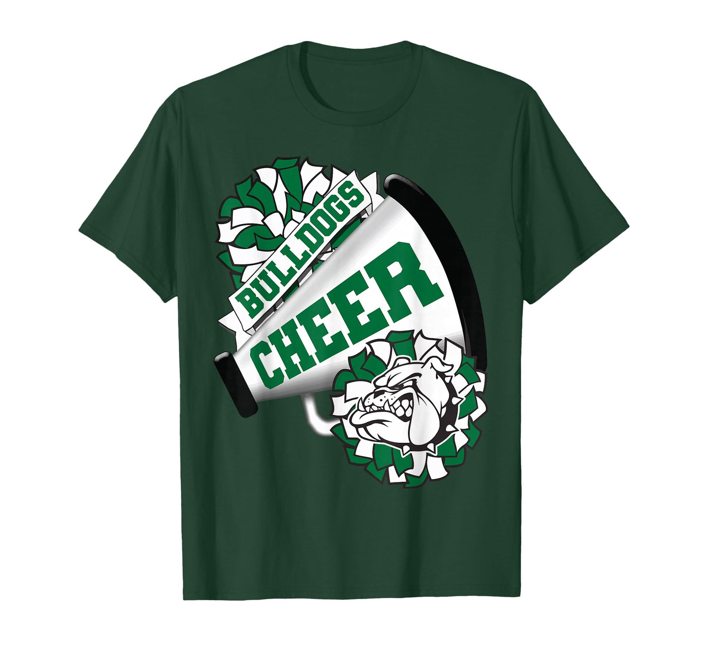 Bulldogs Cheerleading Back to School Cheer Team Spirit Green T-Shirt