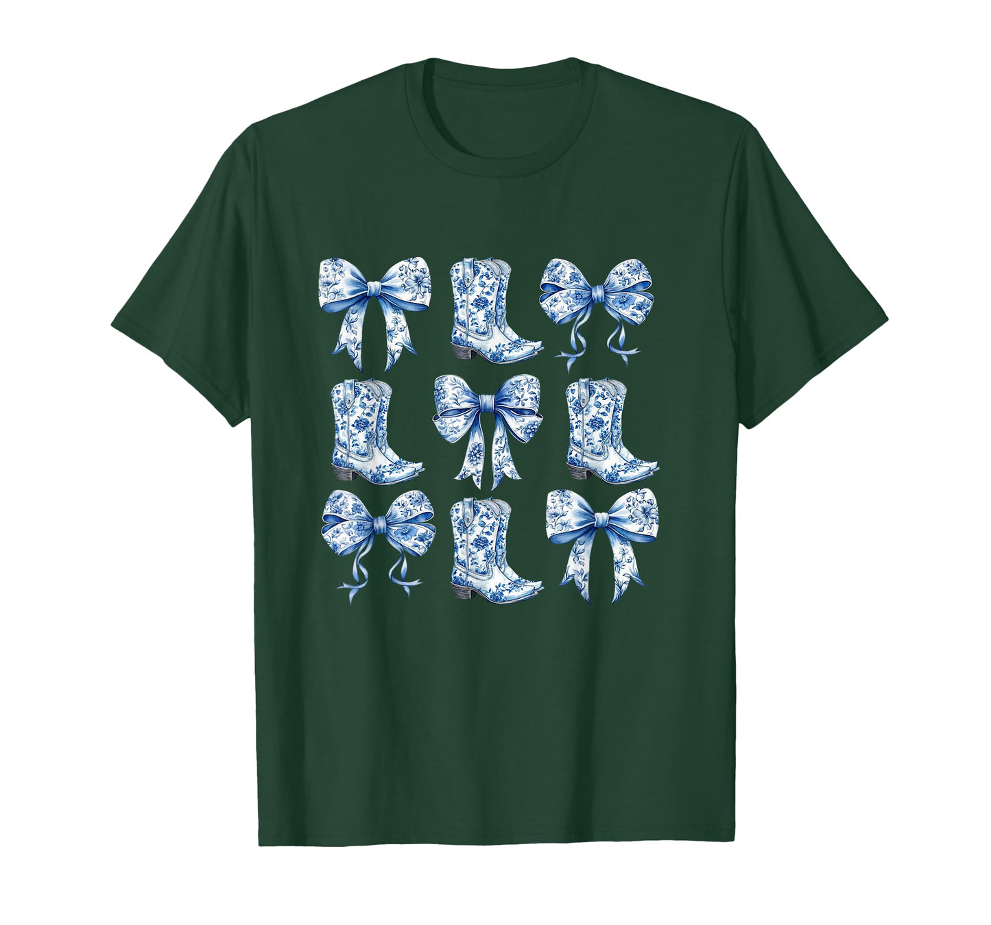 Coquette Cowgirl Blue Bow Toile de Jouy Coquette Aesthetic T-Shirt