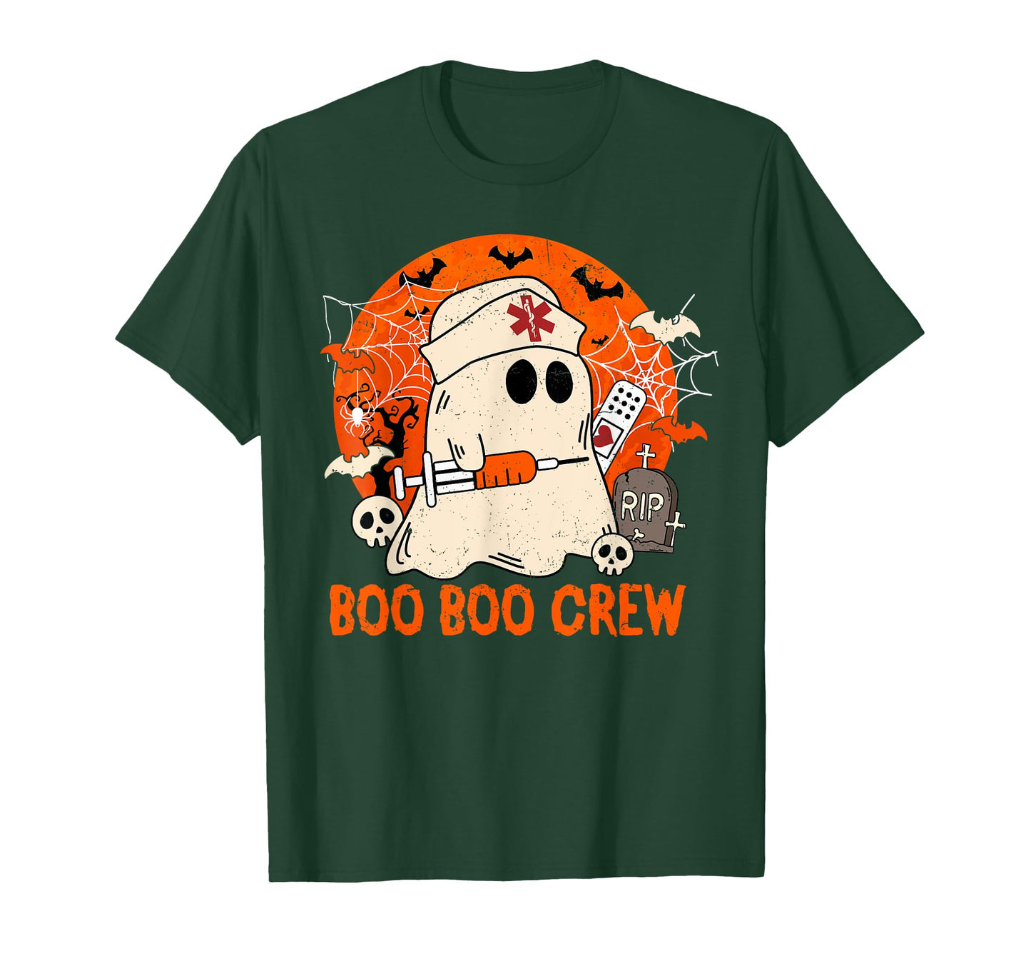 Funny Ghost Boo Boo Crew Halloween Nurse Nursing Girl Women T-Shirt