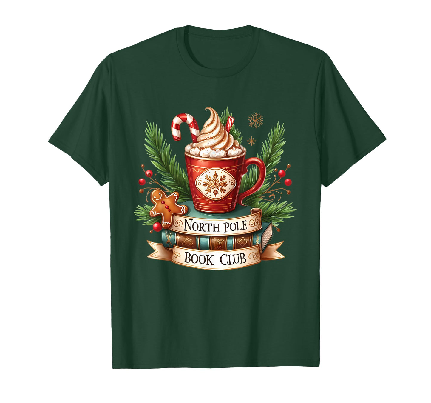 Funny North Pole Book Club Hot Cocoa Bookworm Christmas Xmas T-Shirt