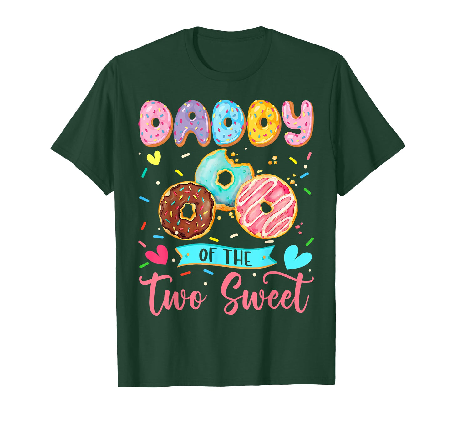 Daddy Of The Two Sweet 2Nd Birthday Girl Donut Matching T-Shirt