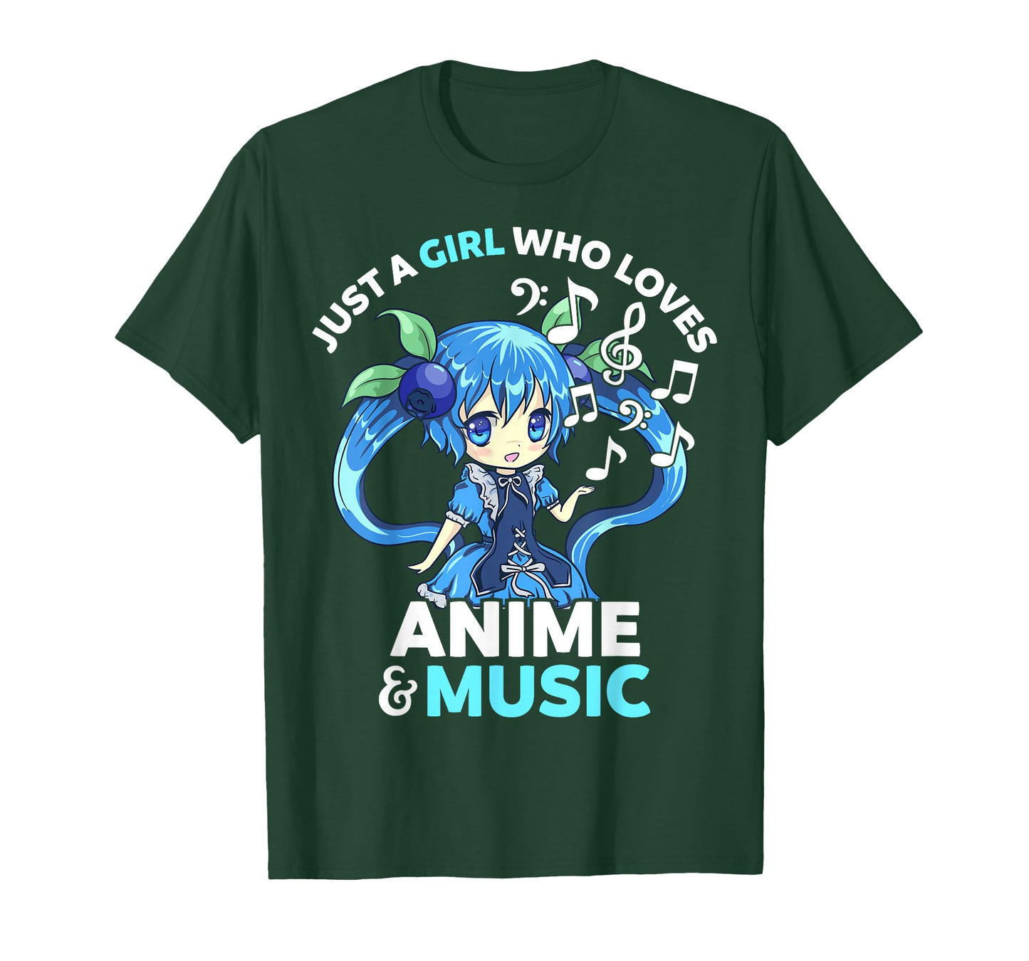 Cute Kawaii Chibi Just A Girl Who Loves Anime and Music Teen T-Shirt