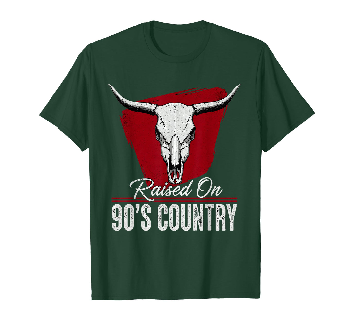 Vintage Western Bull Skull Raised On 90's Country T-Shirt