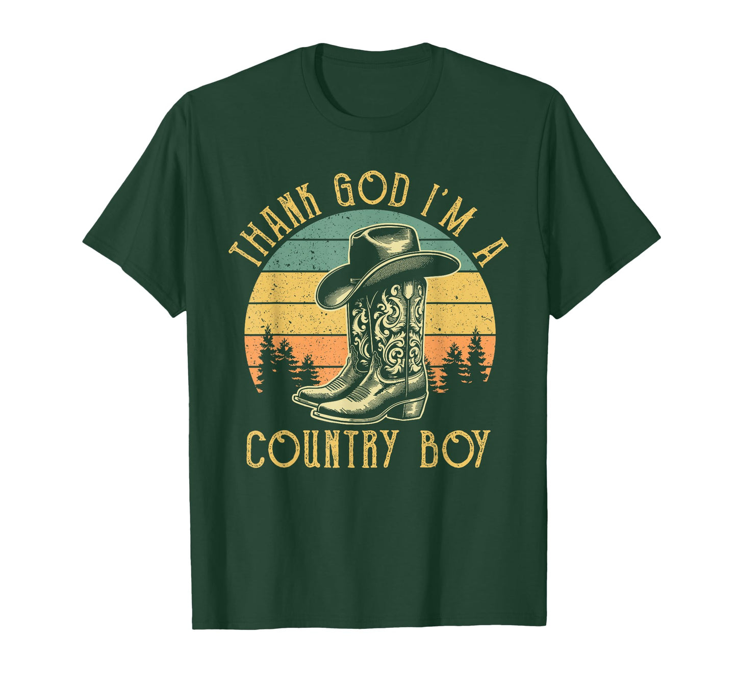 Thank God I'm A Country Music Boy Cowboy Western Retro T-Shirt