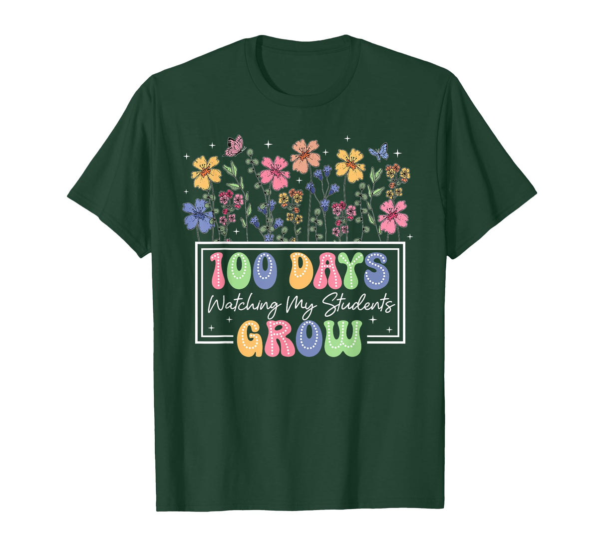 100 Days Of School Watching My Students Grow Boho Flowers T-Shirt