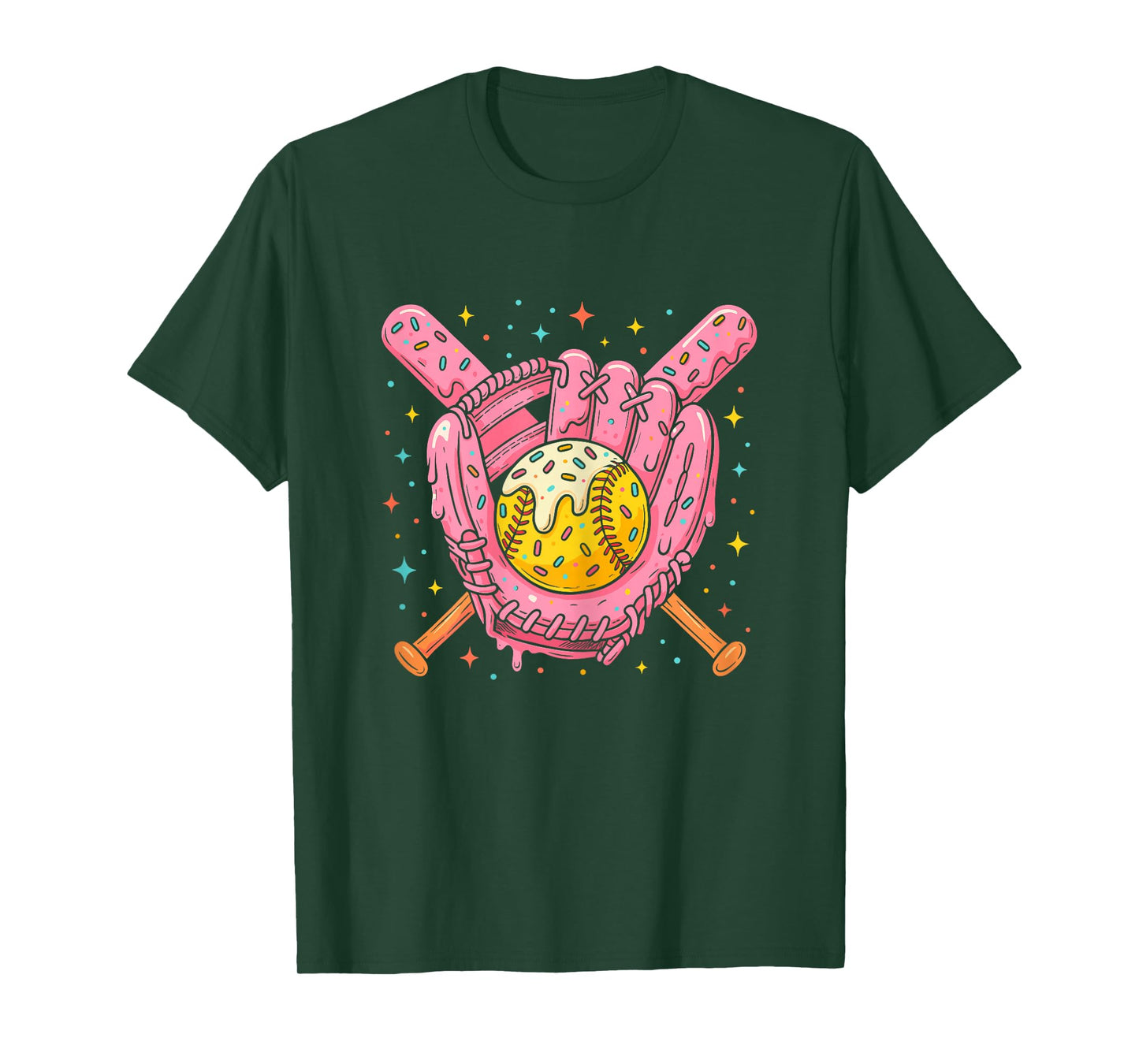 Ice Cream Drip Sprinkle Baseball Softball Glove Drip T-Shirt