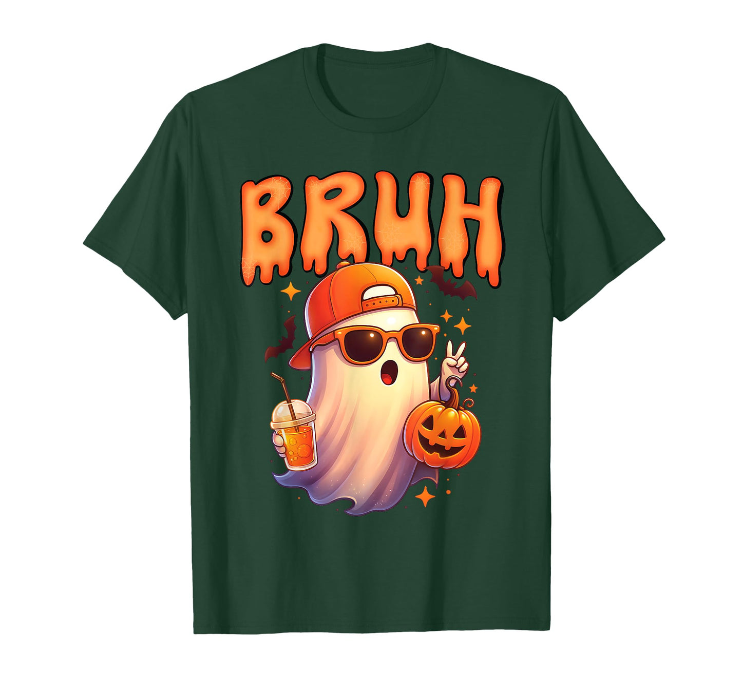 Funny Bruh Meme Spooky Cute Ghost Halloween Kids Toodlers T-Shirt