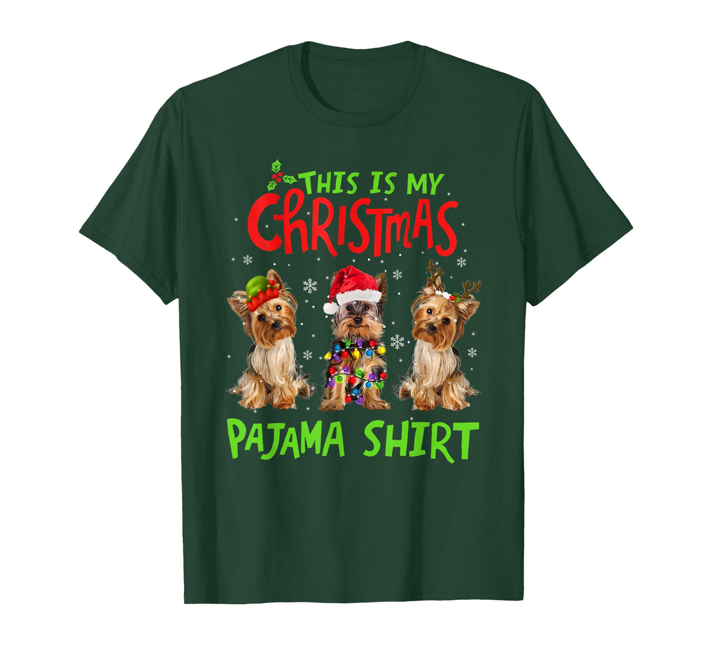 This Is My Christmas Pajama Yorkie Dog Funny Xmas T-Shirt