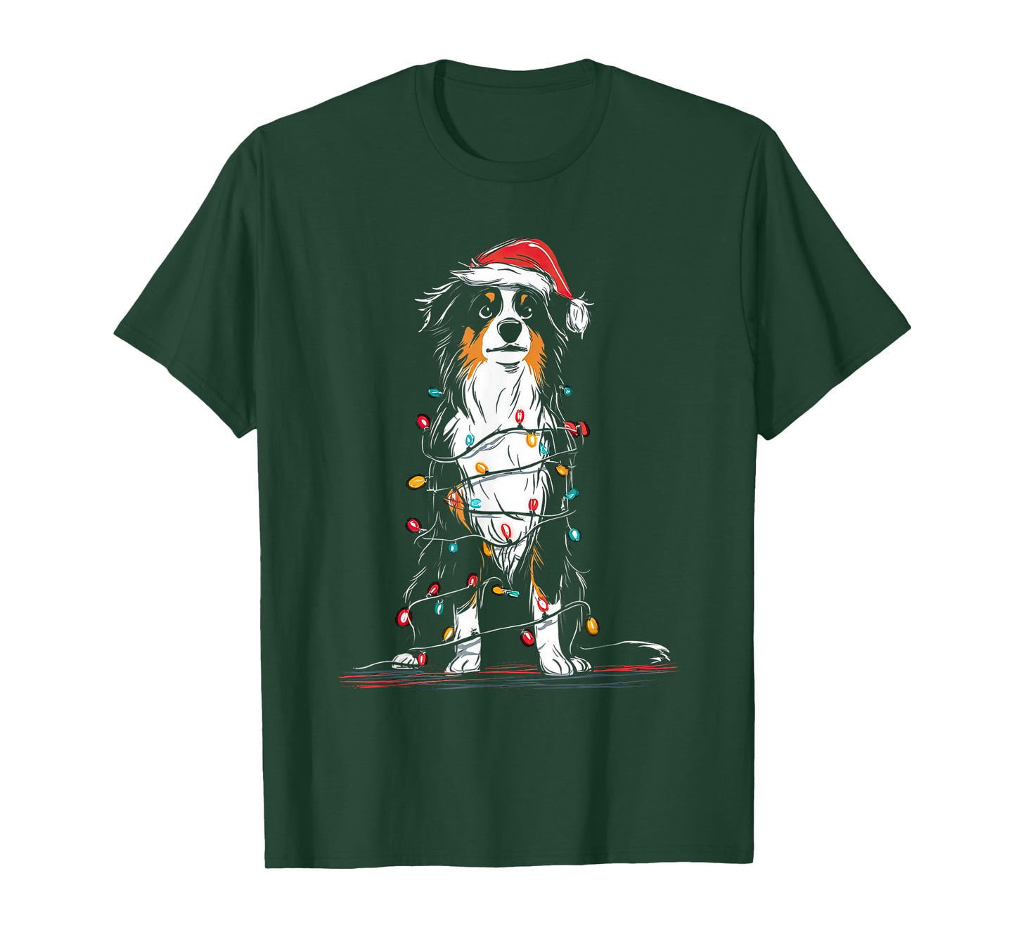 Australian Shepherd Christmas Graphics Dog Lights Aussie T-Shirt