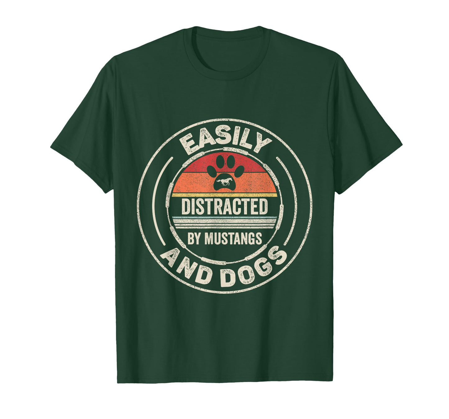 Retro Vintage Easily Distracted by Mustangs and Dogs T-Shirt