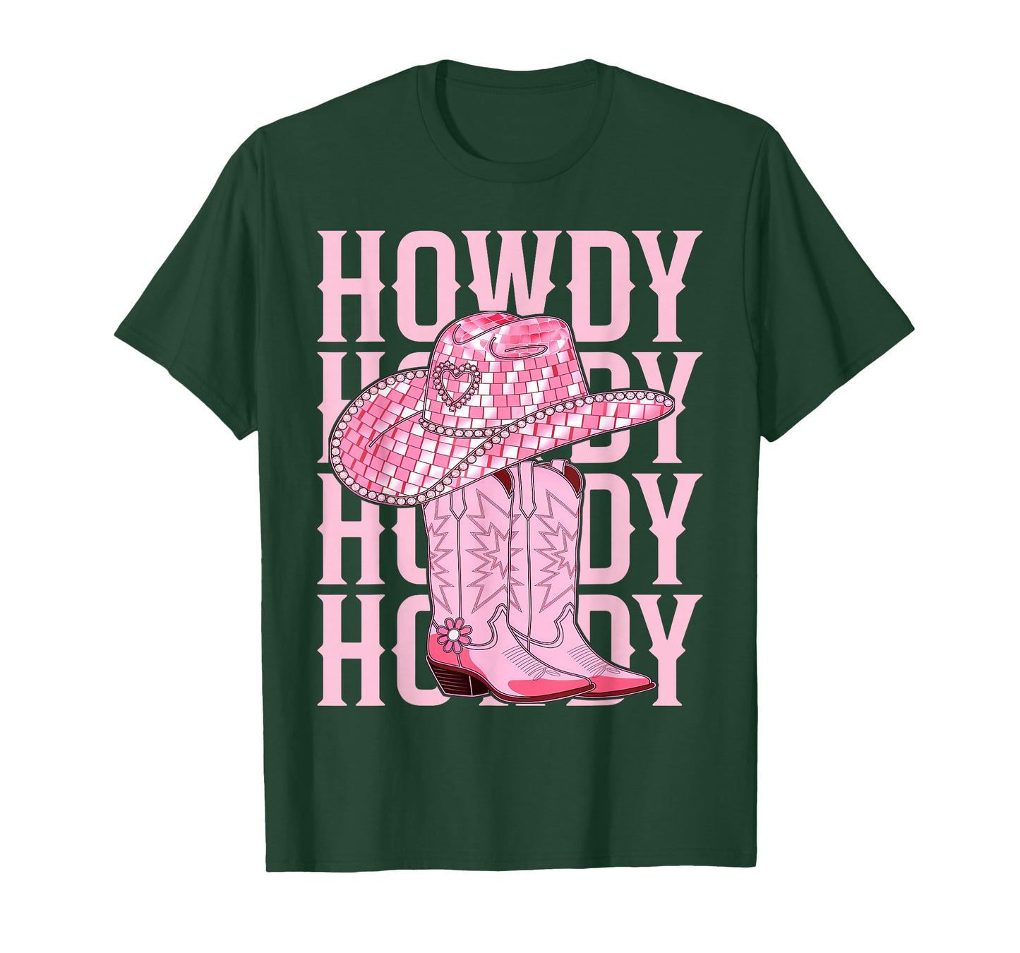 Howdy Southern Western Girl Country Rodeo Pink Cowgirl Disco T-Shirt