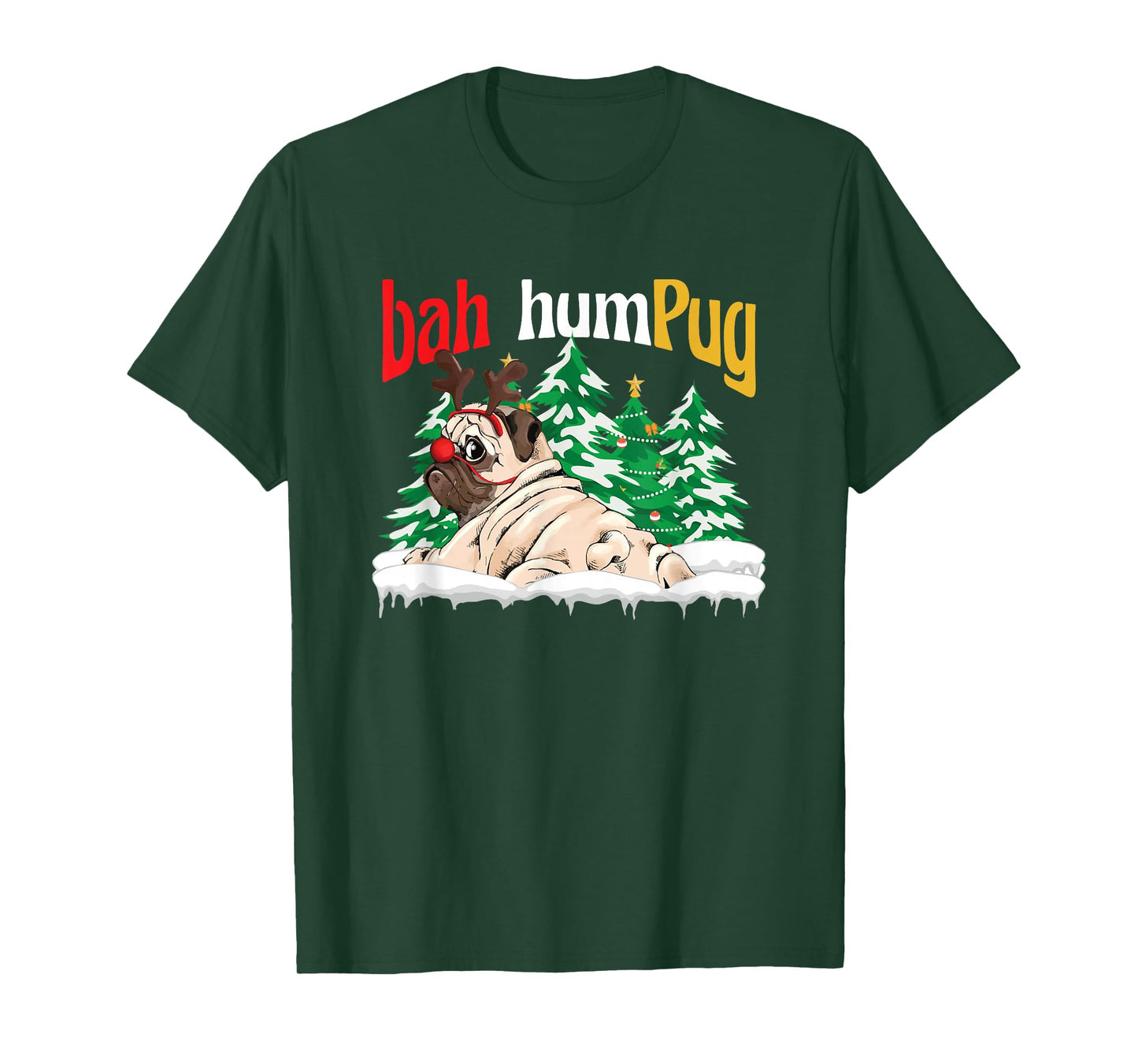 Bah Humbug Funny Pug Dog Xmas Bah Humpug Anti Christmas T-Shirt