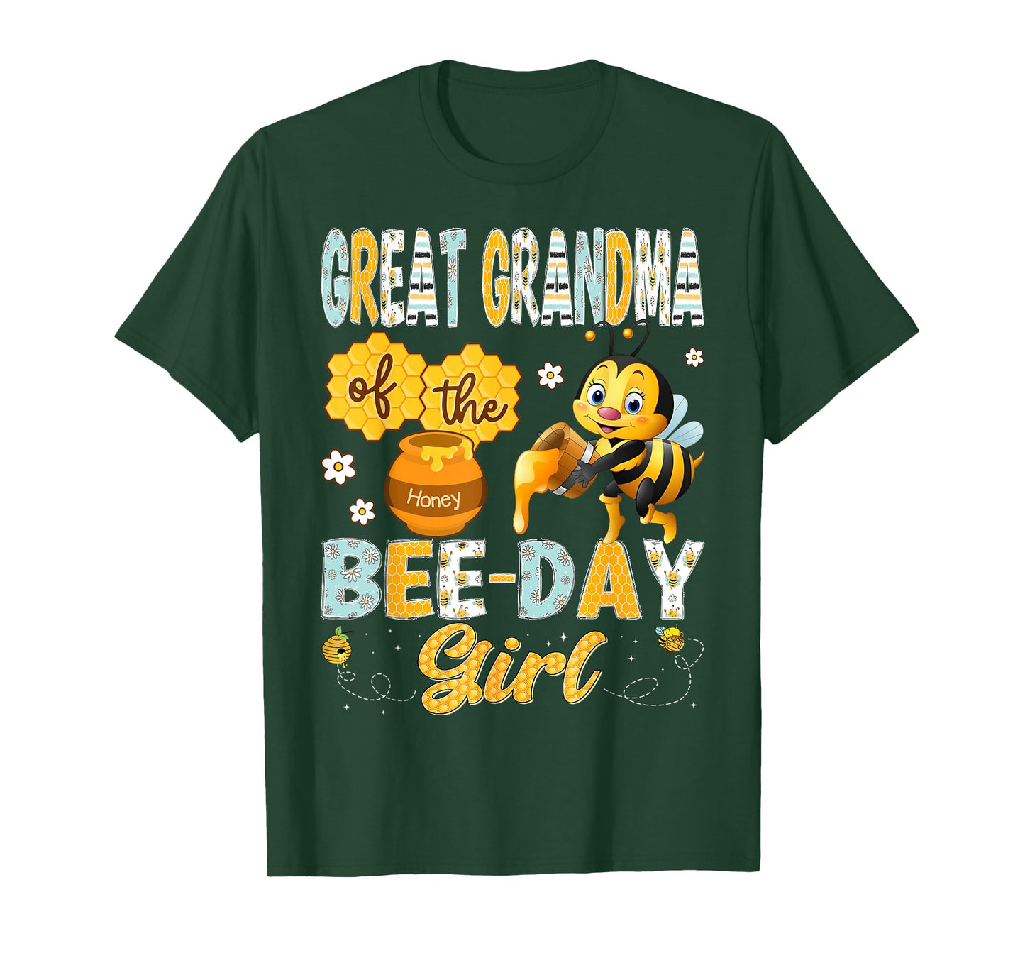Great Grandma Of The Bee-Day Girl Funny Bee Birthday Girl T-Shirt