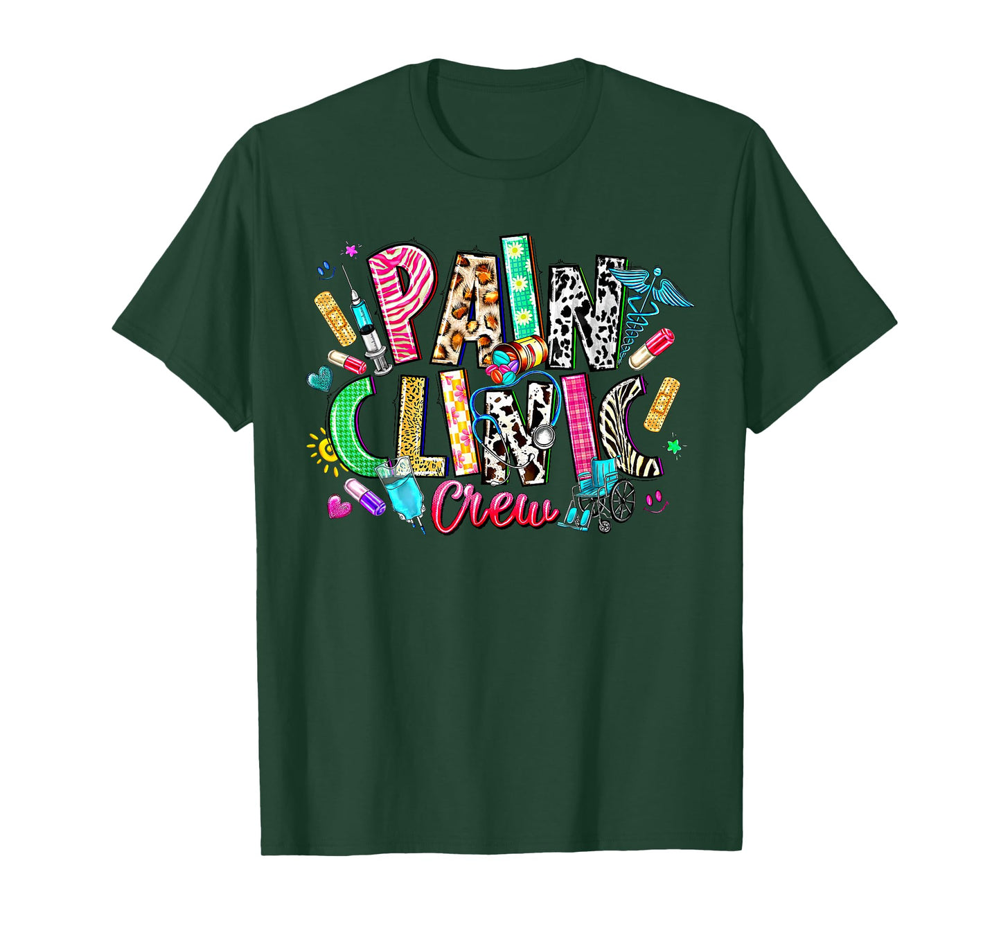 Retro Leopard Pain Clinic Crew Nurse Pain Management Nurse T-Shirt