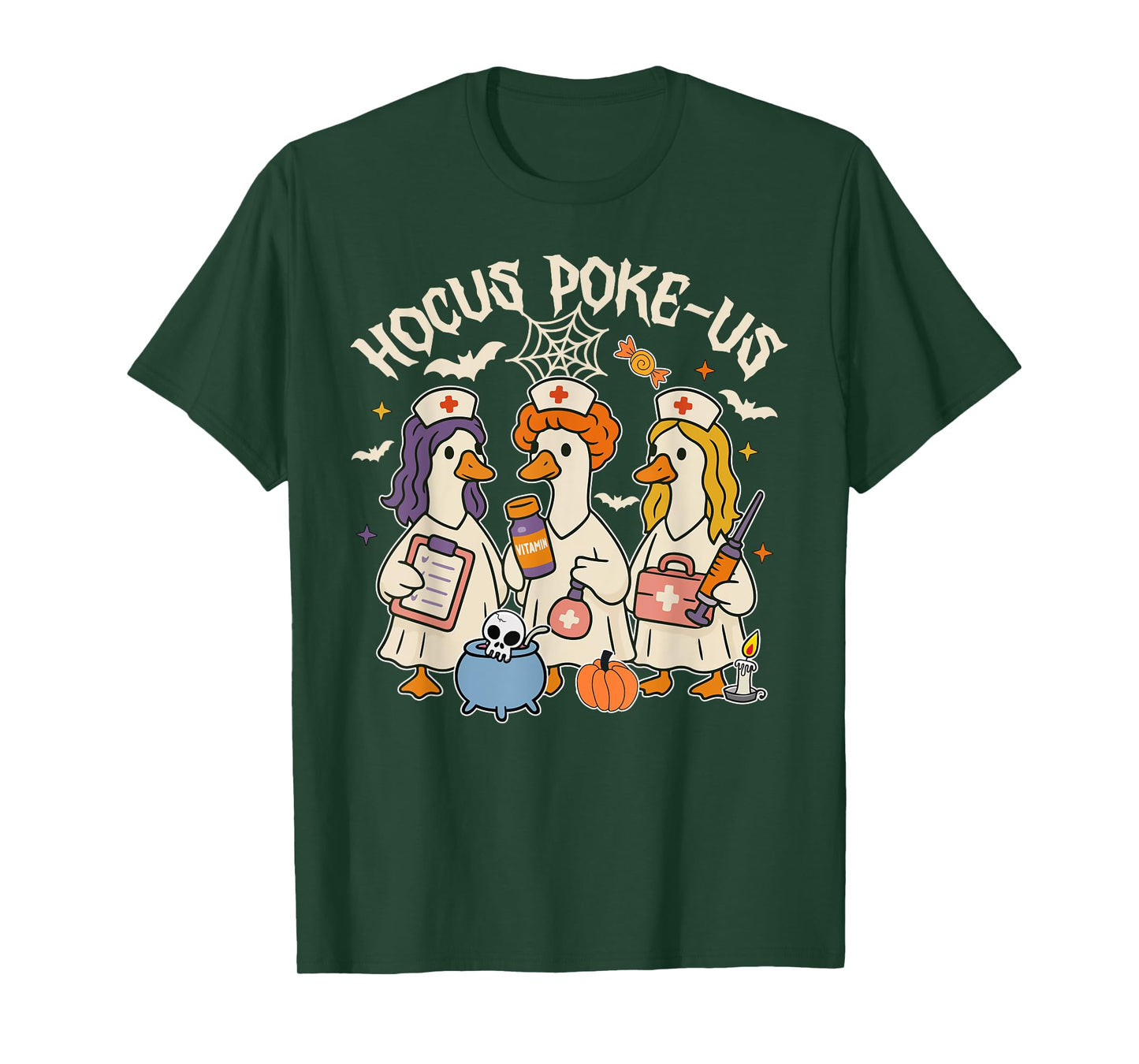 Hocus Poke-us Witch Nurse Halloween Medical Lab Tech Spooky T-Shirt