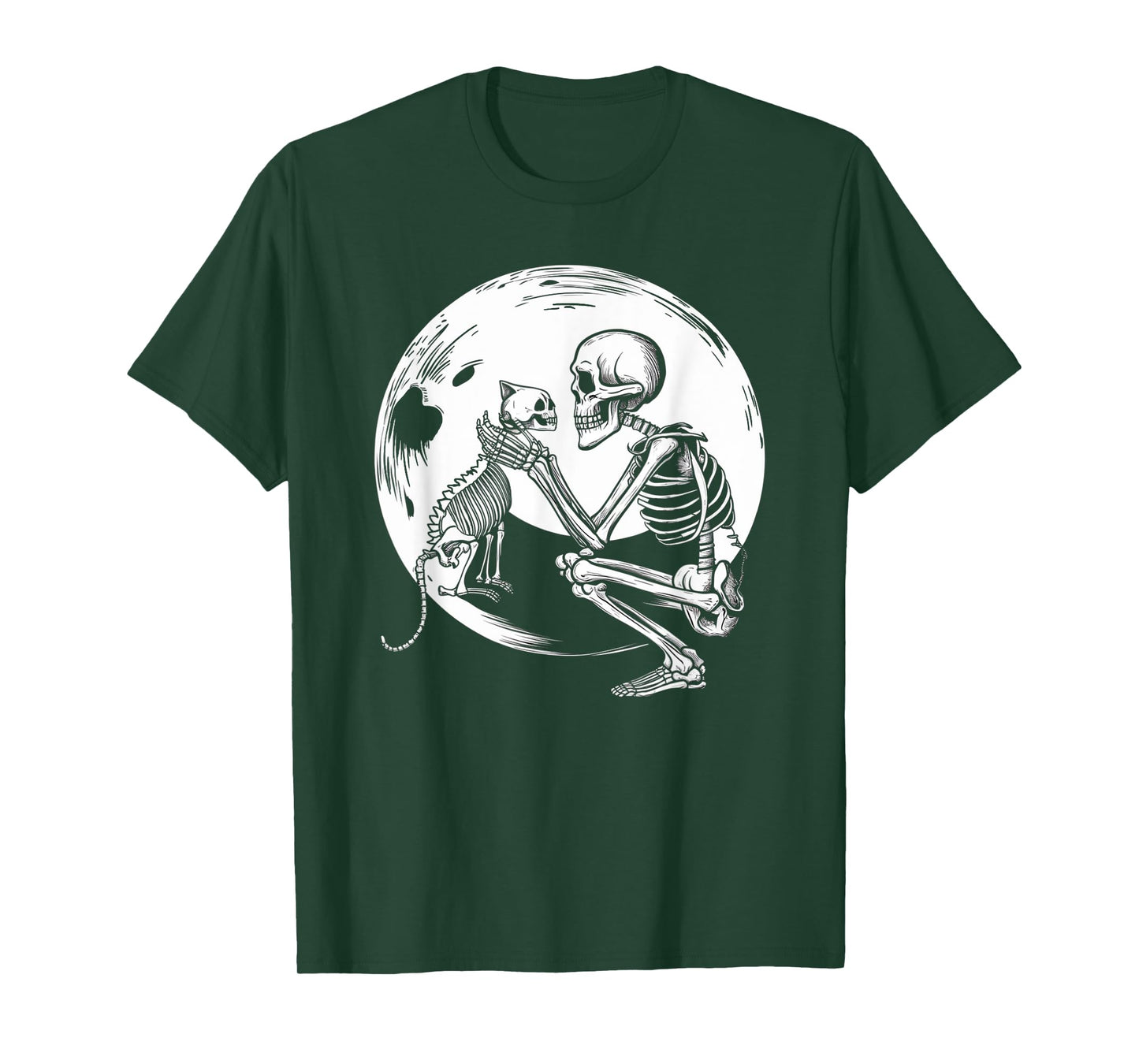 Skeleton Cute Cat Skull Kitty Halloween Men Women Kids T-Shirt
