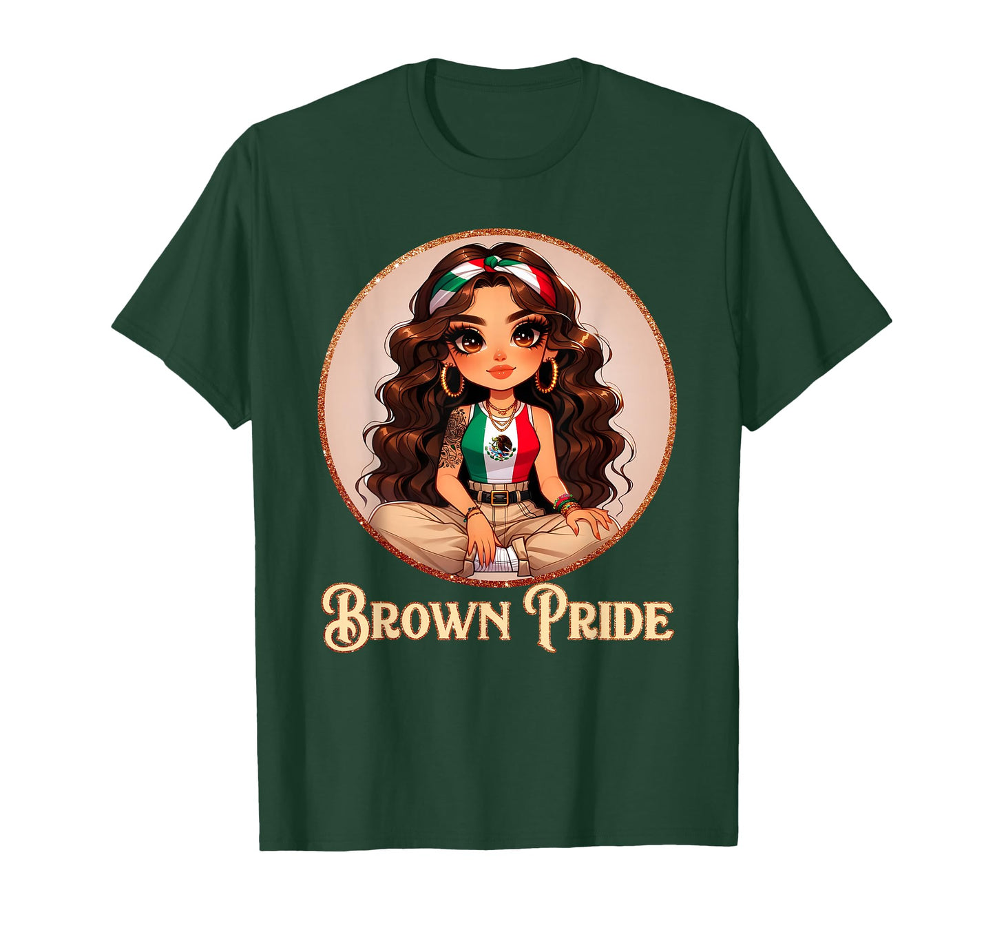 Brown Pride Chicana Chola Chibi Girl Hispanic Heritage Month T-Shirt