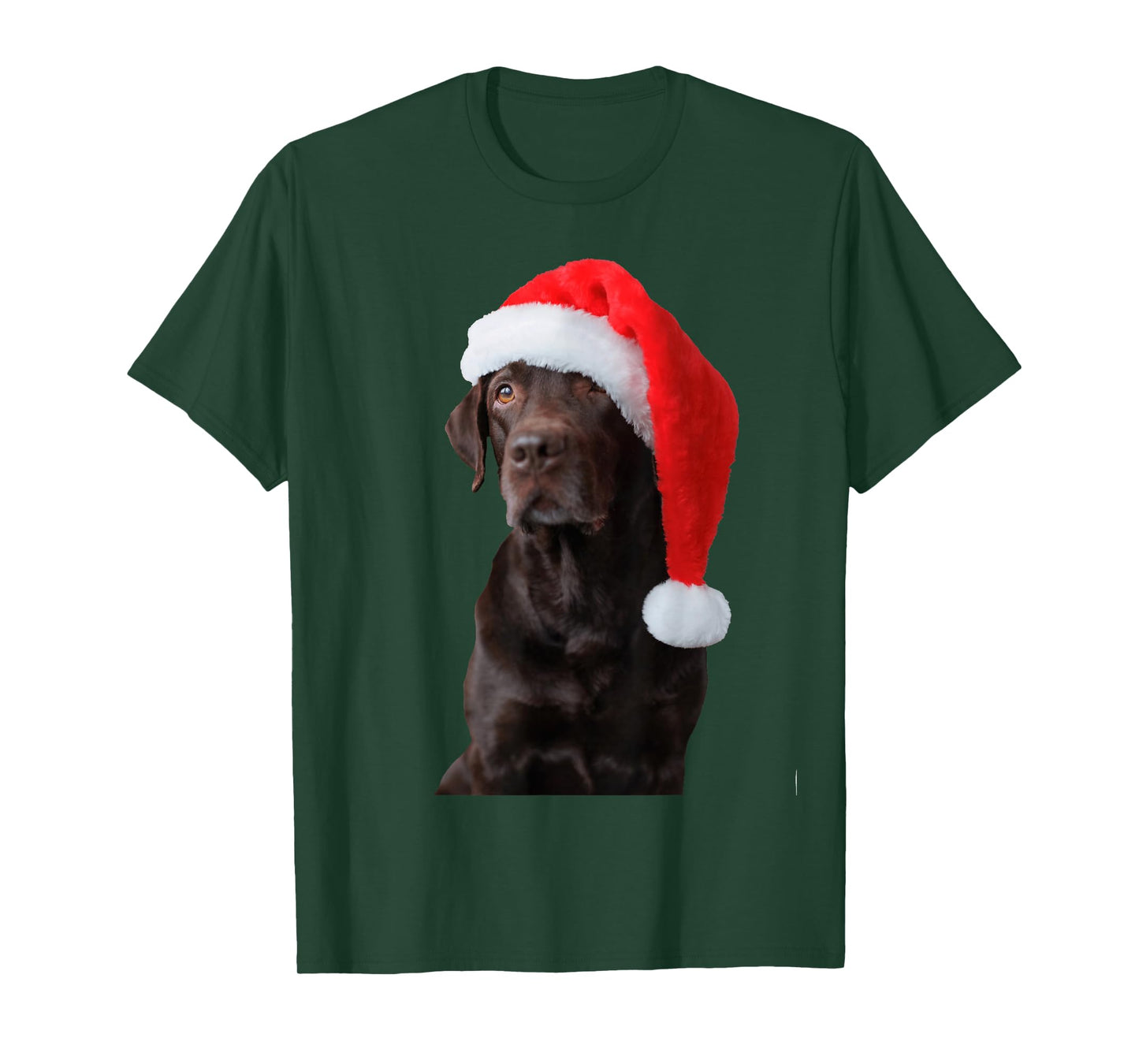 Chocolate Lab Dog Portrait Santa Hat Cute Christmas Labrador T-Shirt