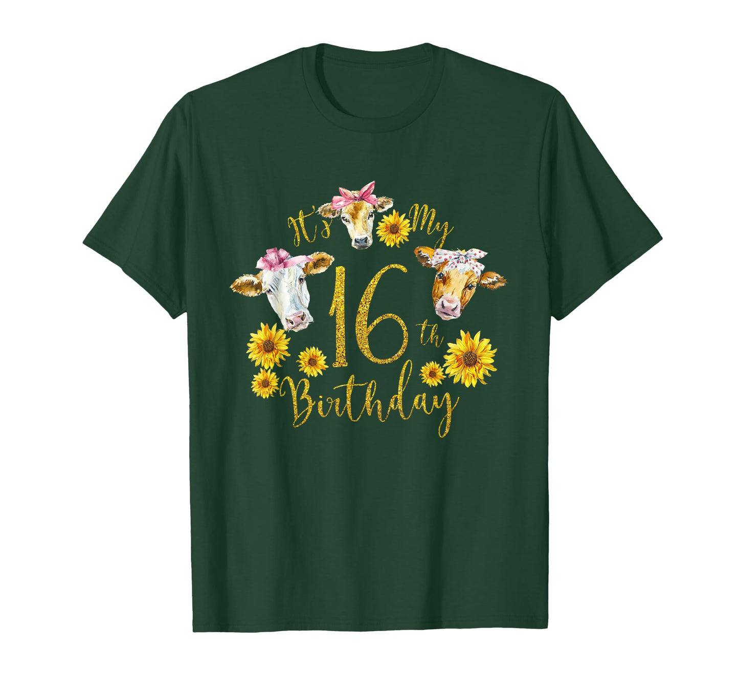 Sunflower Cow Its My 16th Birthday 16 Year Old Gifts Shirt T-Shirt