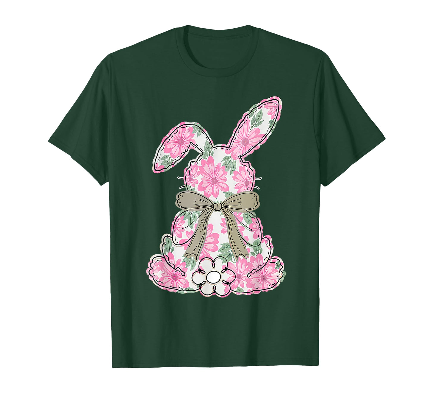 Coquette Bow Easter Bunny Spring Florals Women Teen Girl T-Shirt