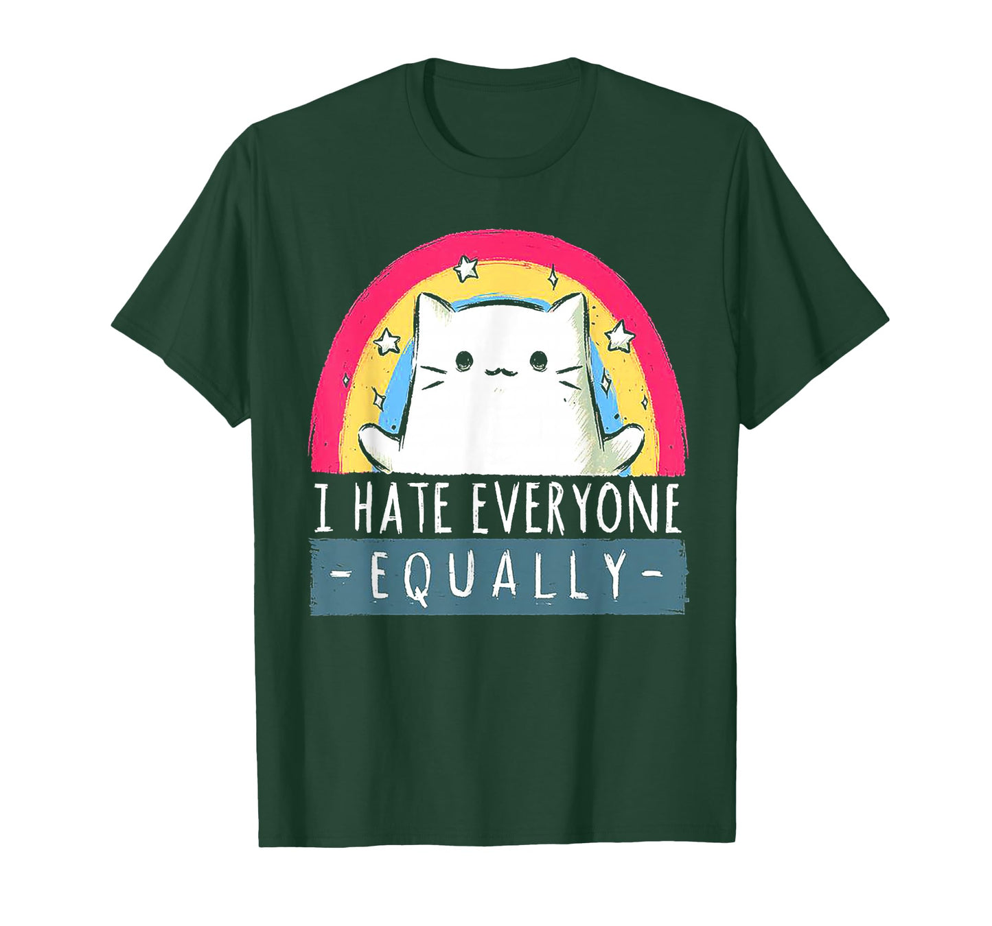 I Hate Everyone Equally Rainbow Cat T-Shirt