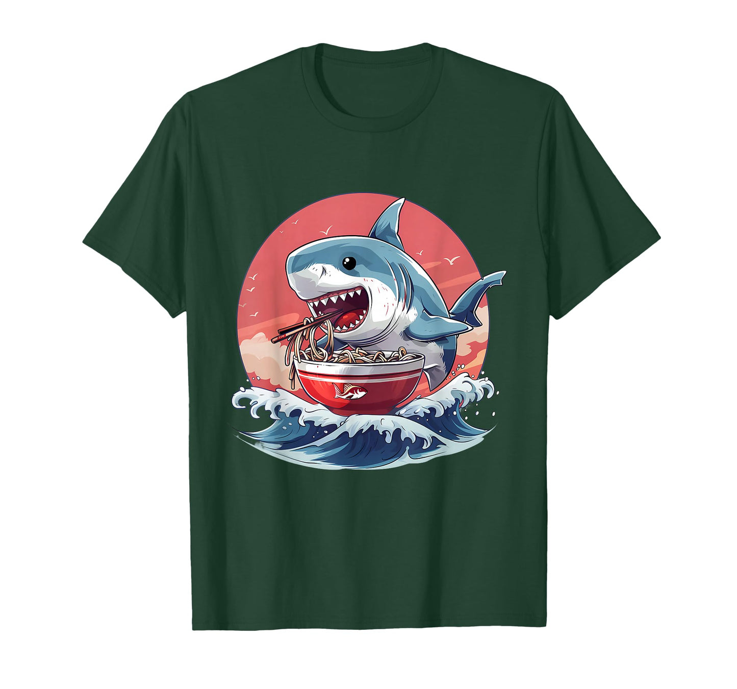 Sea Animal Japanese Noodles Shark Eating Ramen Noodles T-Shirt