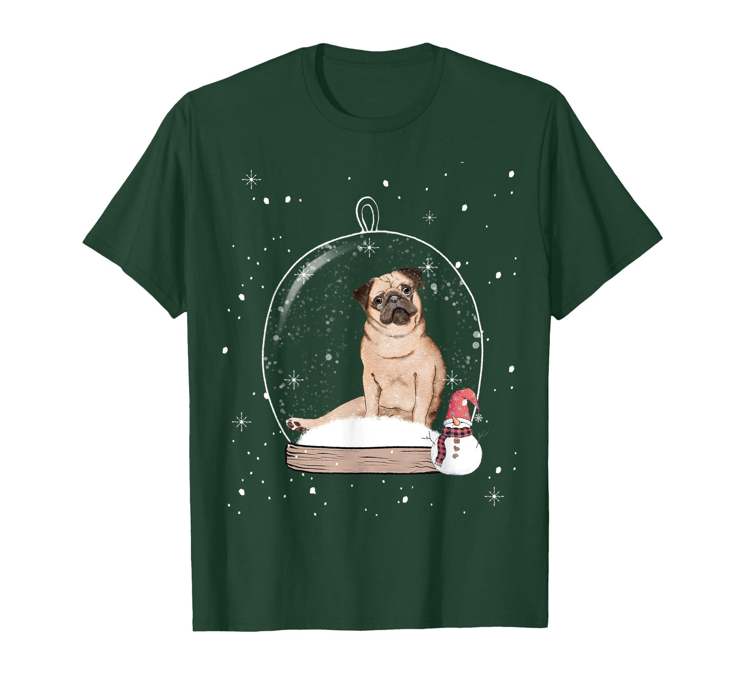 Christmas Pug Dog Snow Globe Pajama T-Shirt for Men Women Kids