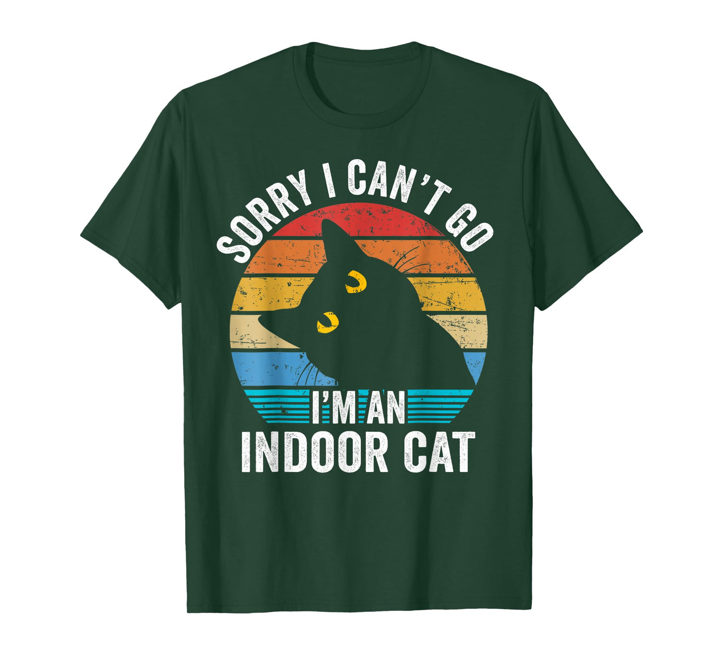 Sorry I Can't Go I'm an Indoor Cat Lover Retro Funny Kitty T-Shirt