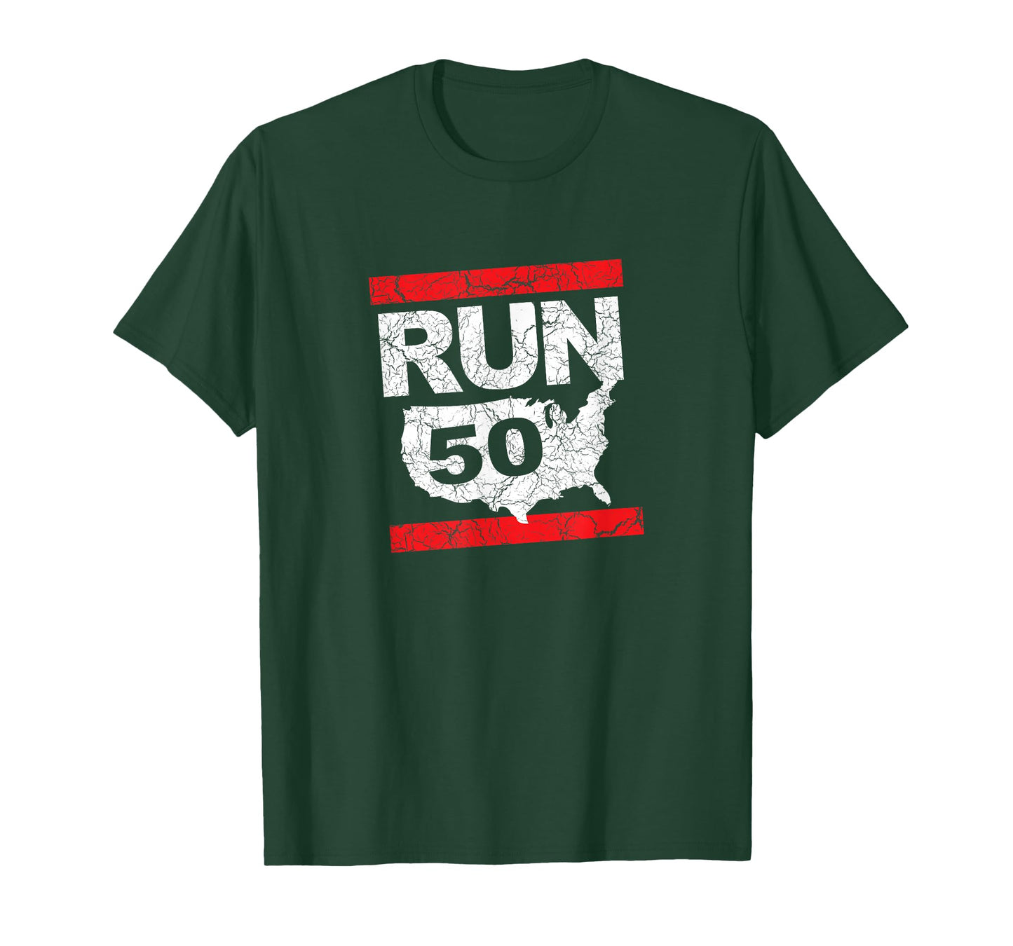 RUN 50 States Marathon Fanatic Runner Running Inspired T-Shirt