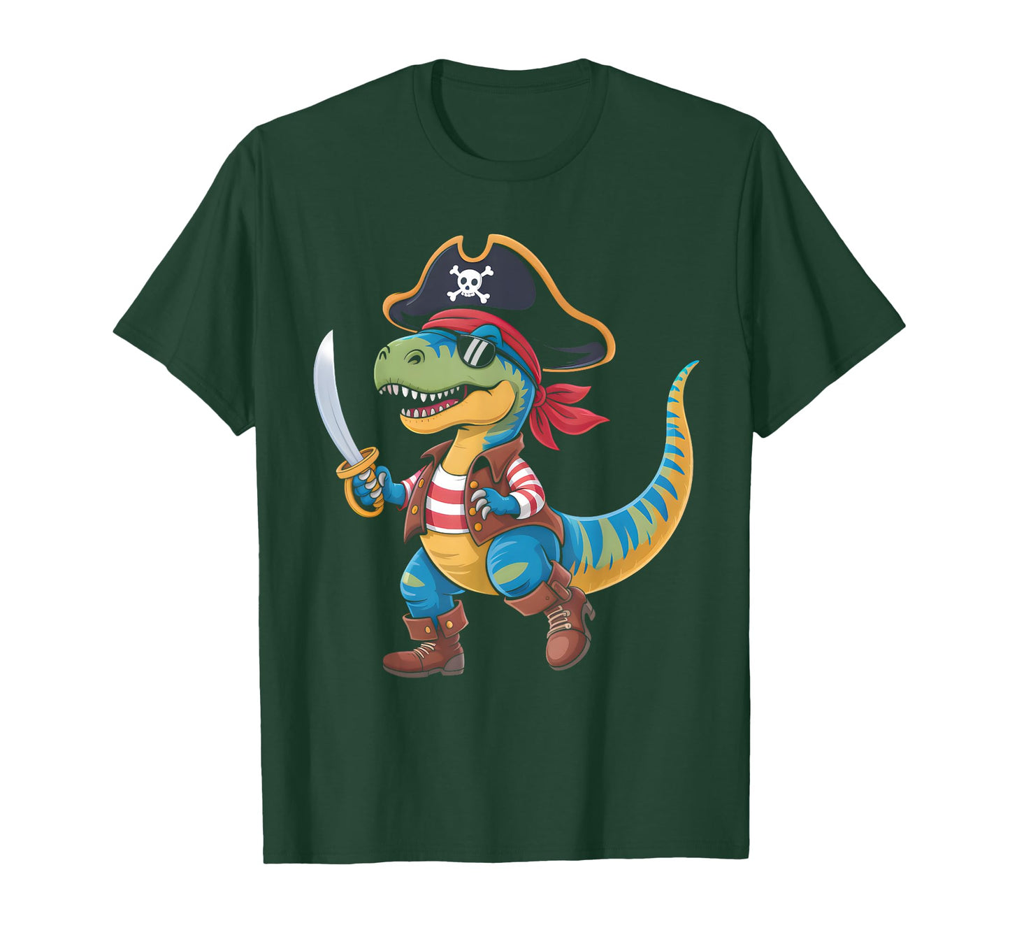 Toddler Boy Halloween Shirt Kids Funny Pirate Dinosaur T Rex T-Shirt