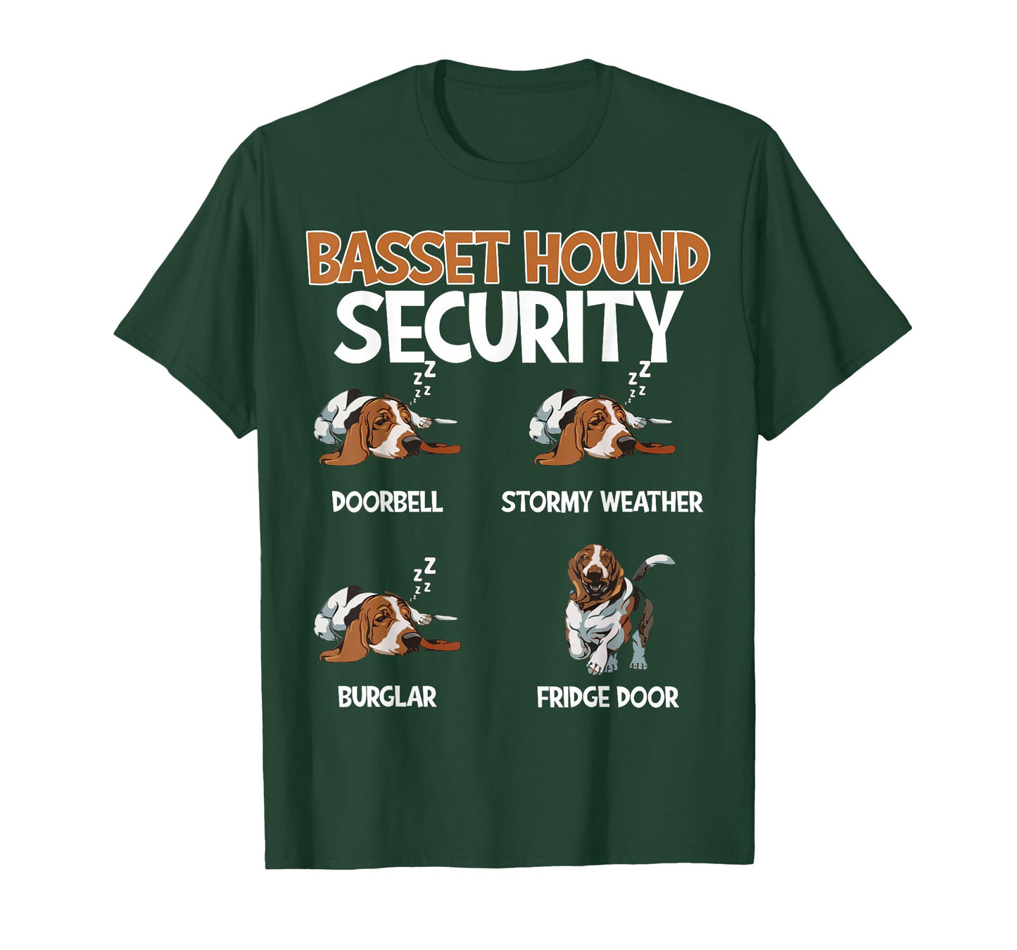 Funny Basset Hound Security Dog Sleeping Humor Design T-Shirt