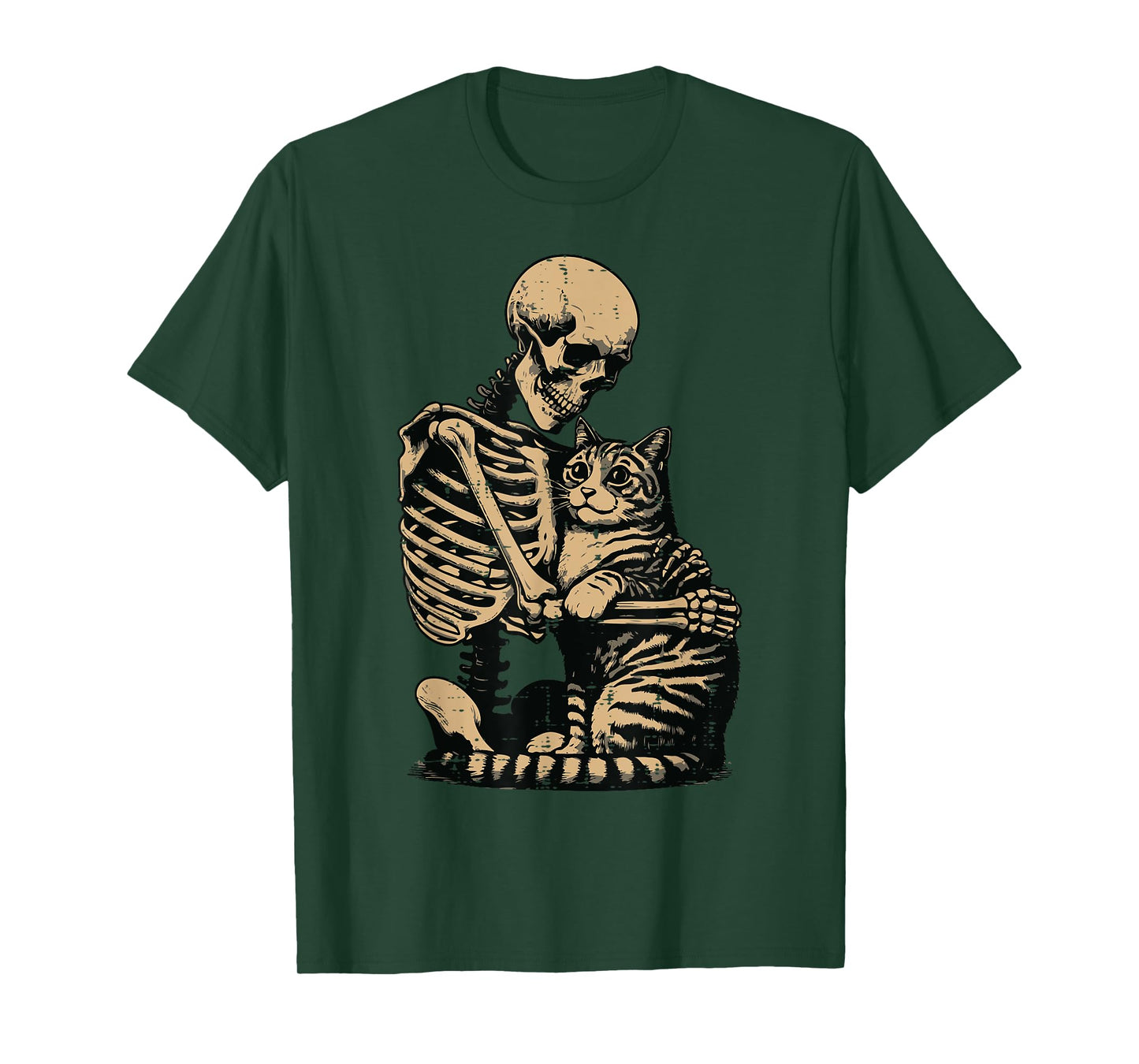 Halloween Skeleton Hugging Cat Scary Costume Men Women Kids T-Shirt