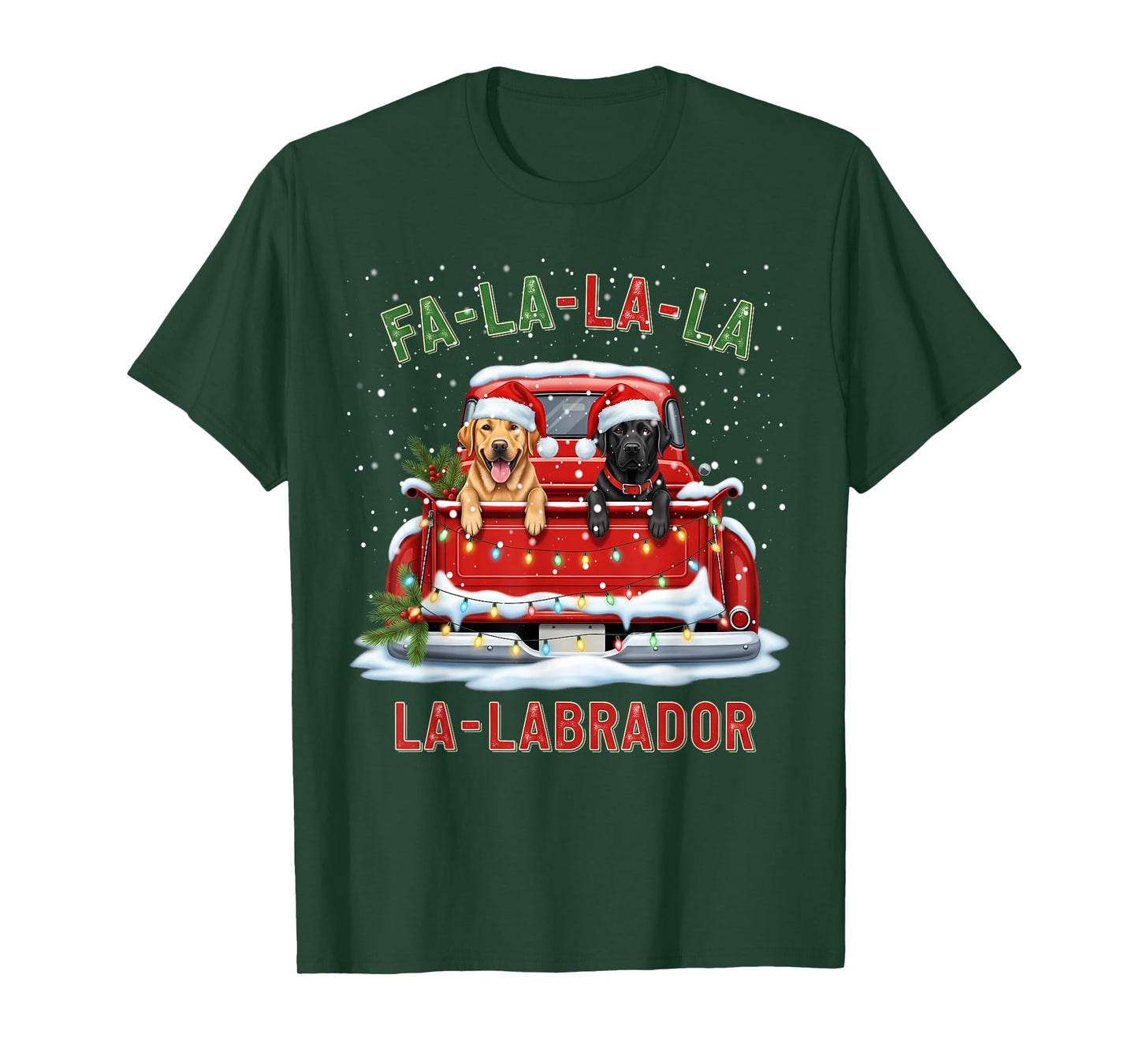 FA La La La Labrador Black Lab Christmas Dog Red Truck Xmas T-Shirt
