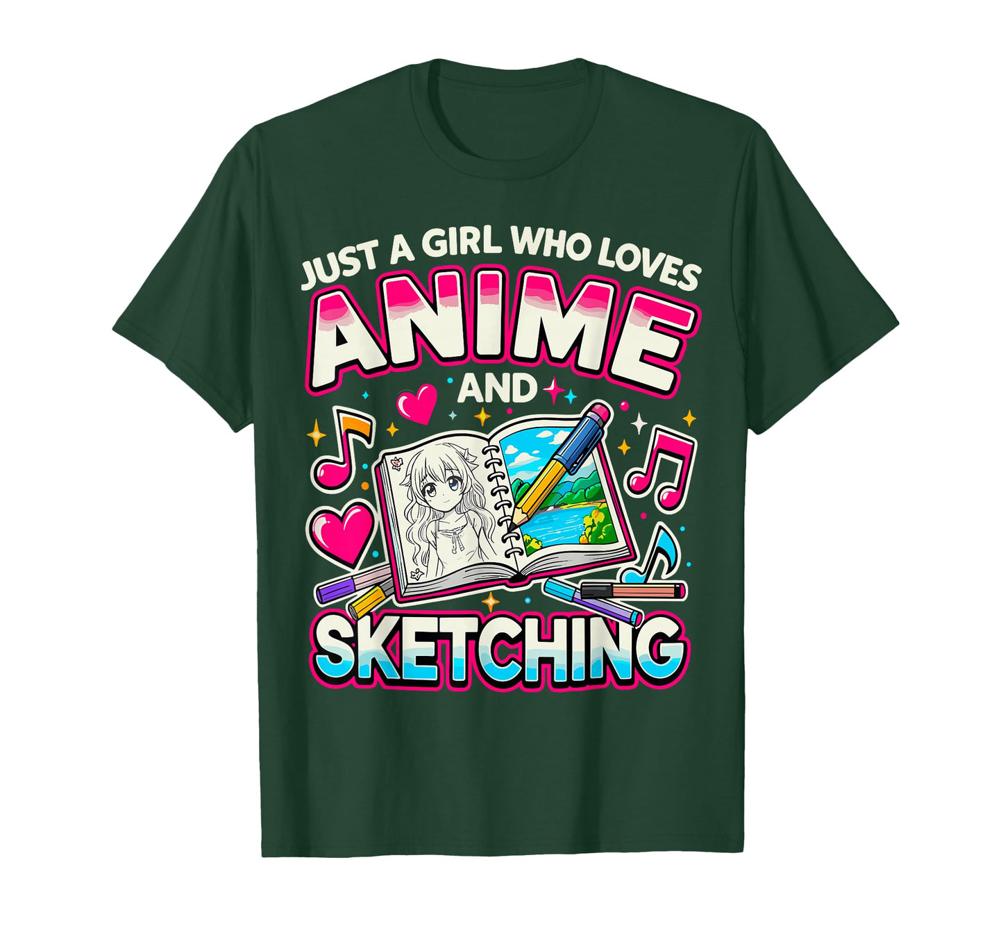 Manga Art Just a Girl Who Loves Anime and Sketching T-Shirt