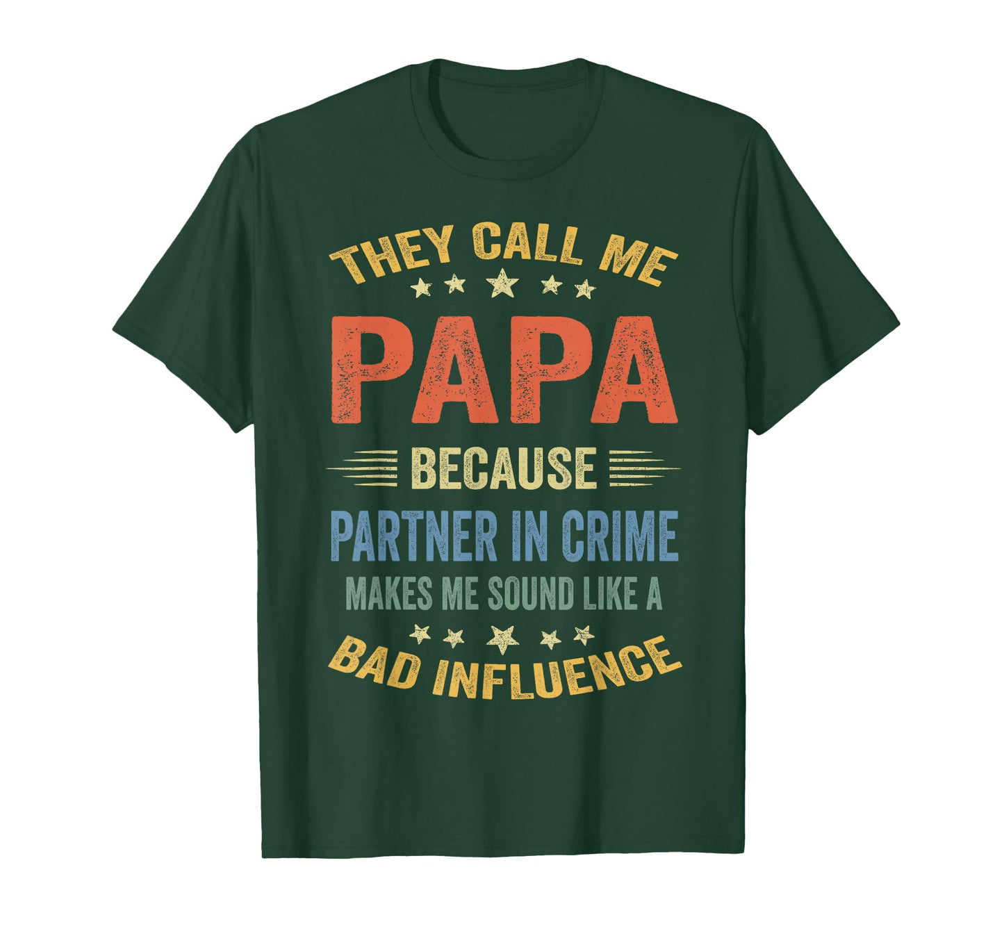 Funny Grandpa Shirts, Papa Partner In Crime Dad T-Shirt