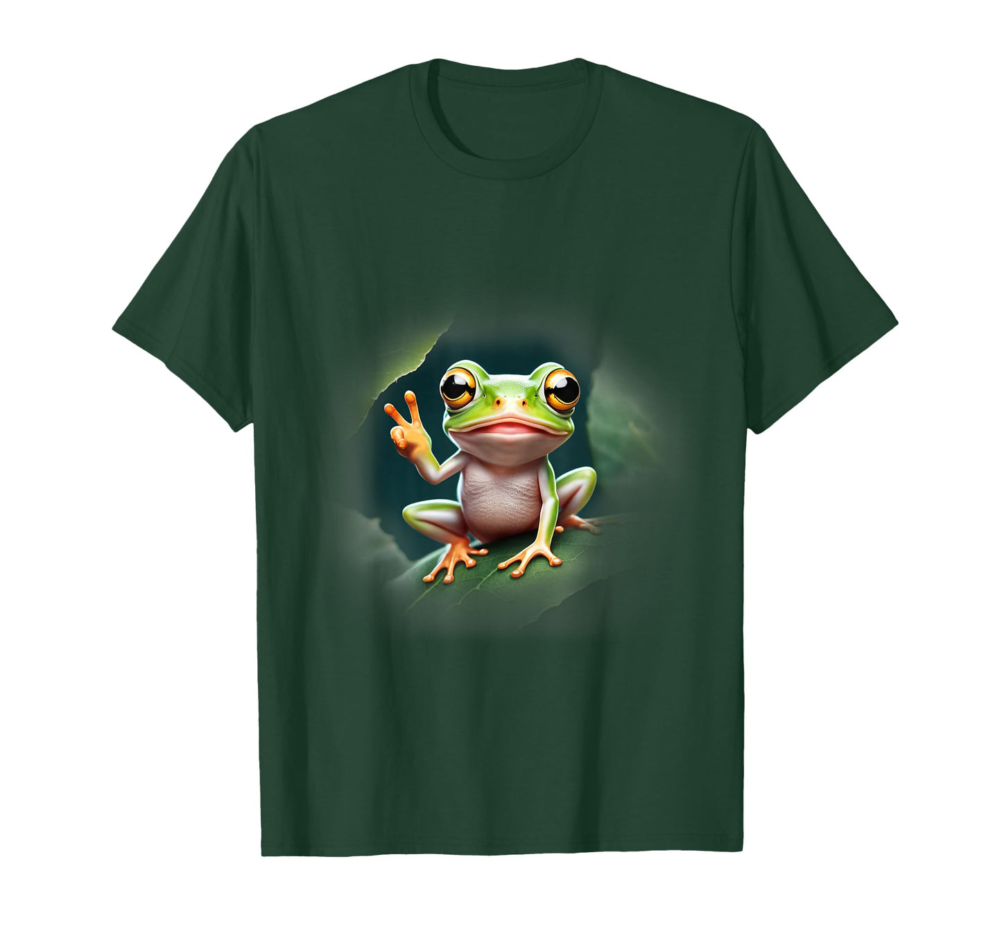 Cute Tree Frog Giving Peace Sign Funny T-Shirt