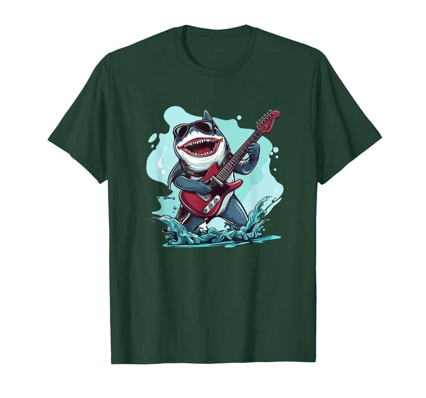 Cool Shark with Sunglasses and Guitar Costume T-Shirt