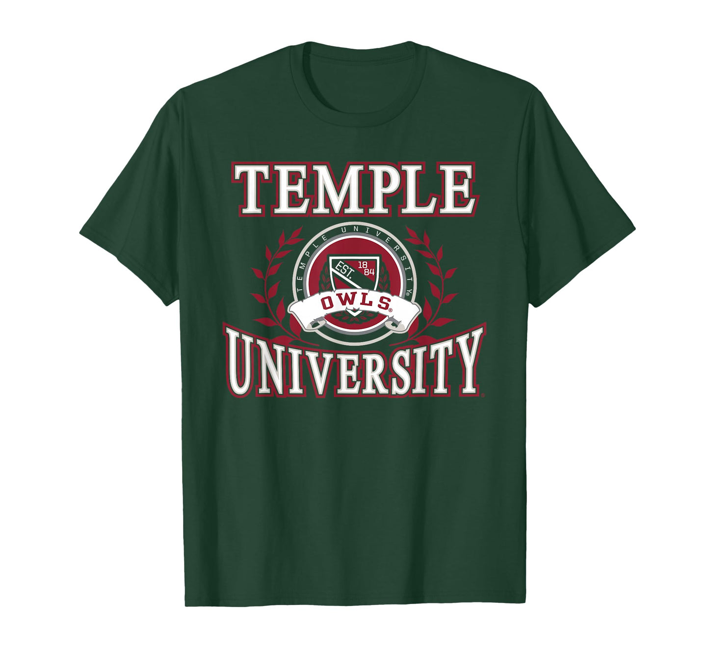 Temple Owls Laurels Black Officially Licensed T-Shirt