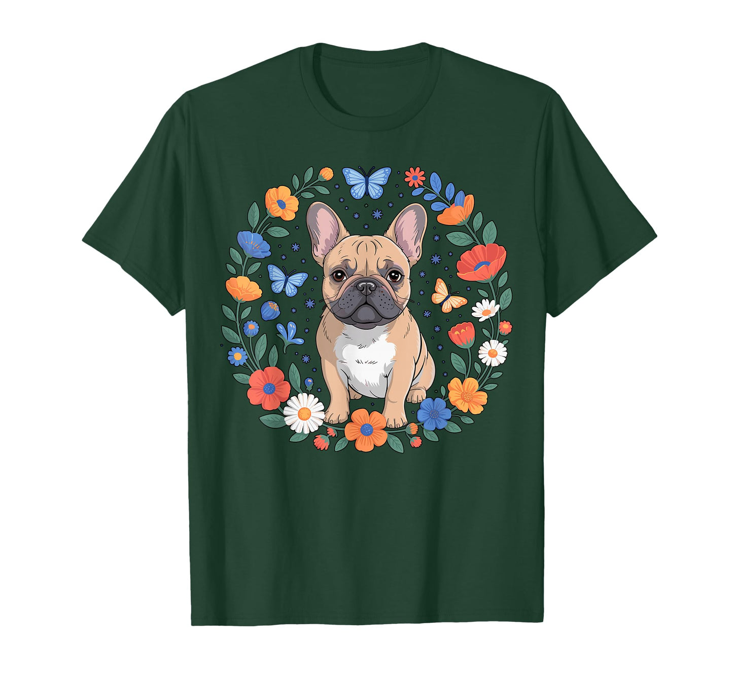 French Bulldog Floral Wreath T-Shirt